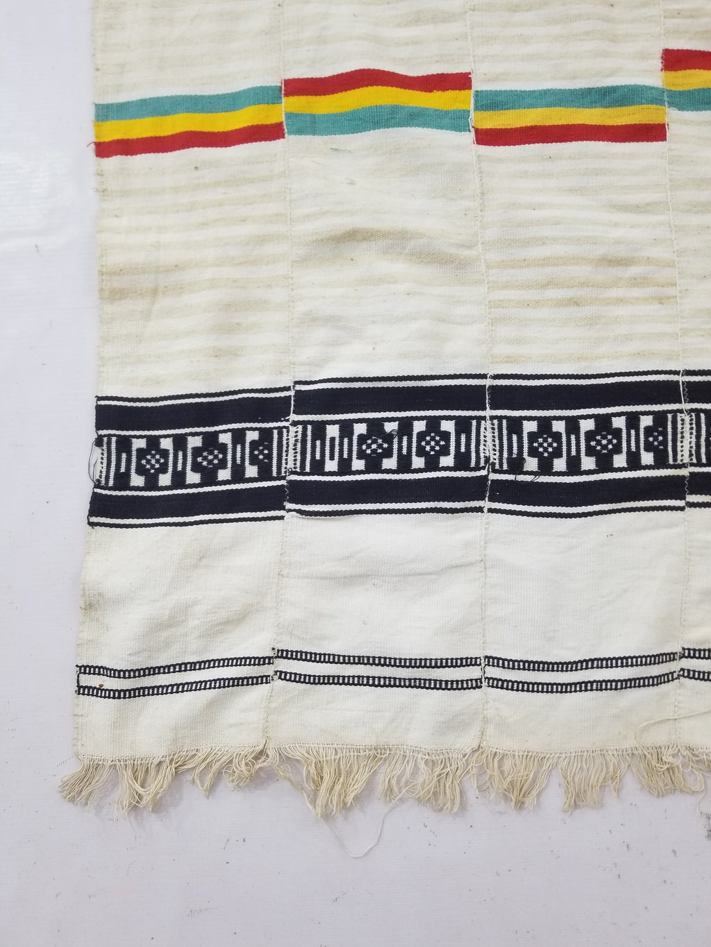 Vintage African Handwoven Striped Kente Cloth Textile 233x127cm