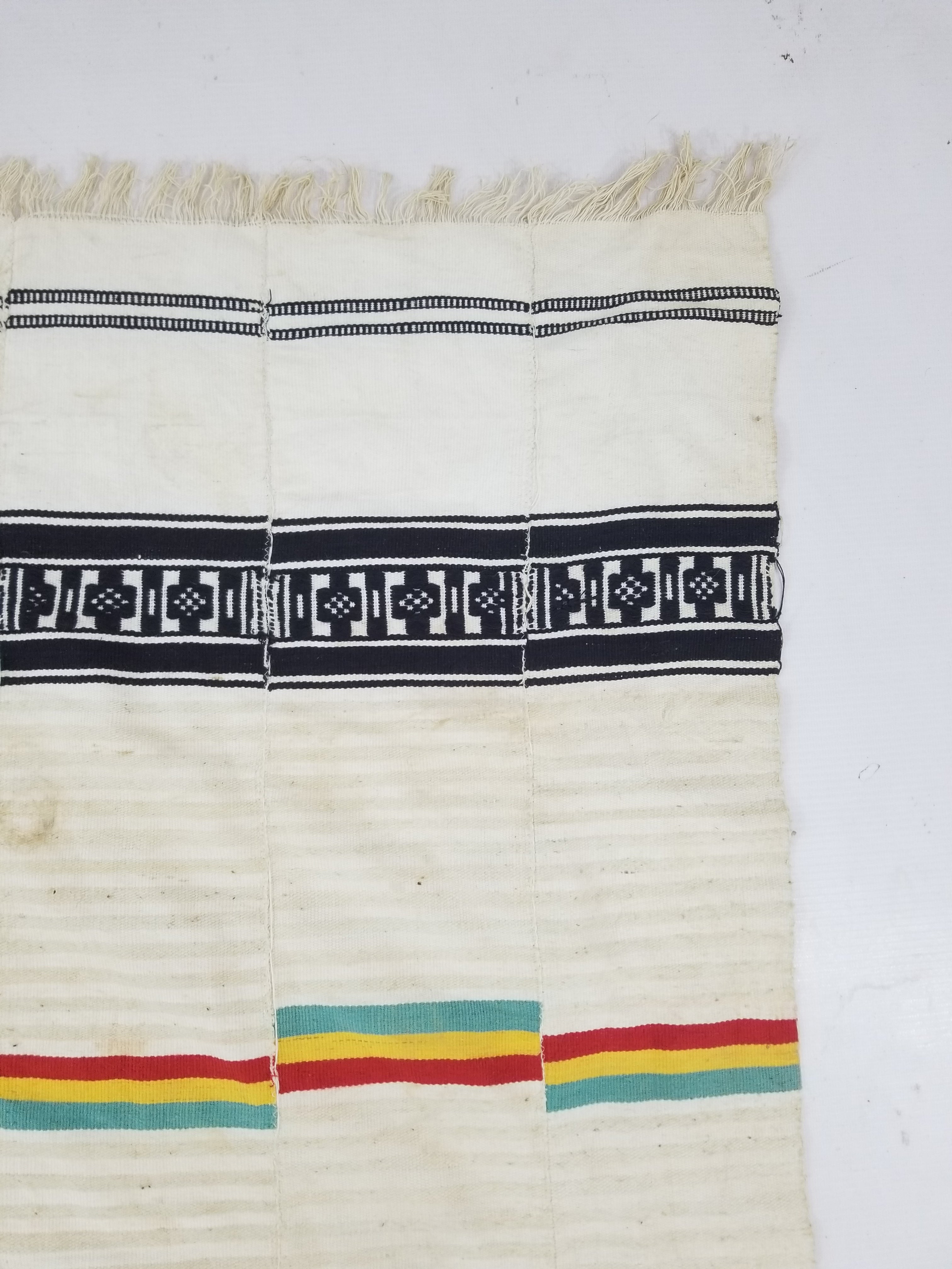 Vintage African Handwoven Striped Kente Cloth Textile 233x127cm