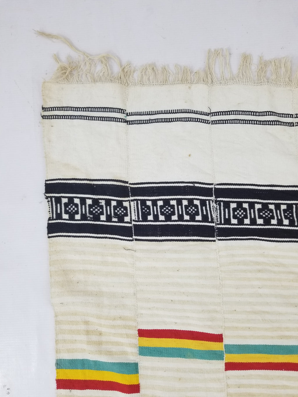 Vintage African Handwoven Striped Kente Cloth Textile 233x127cm