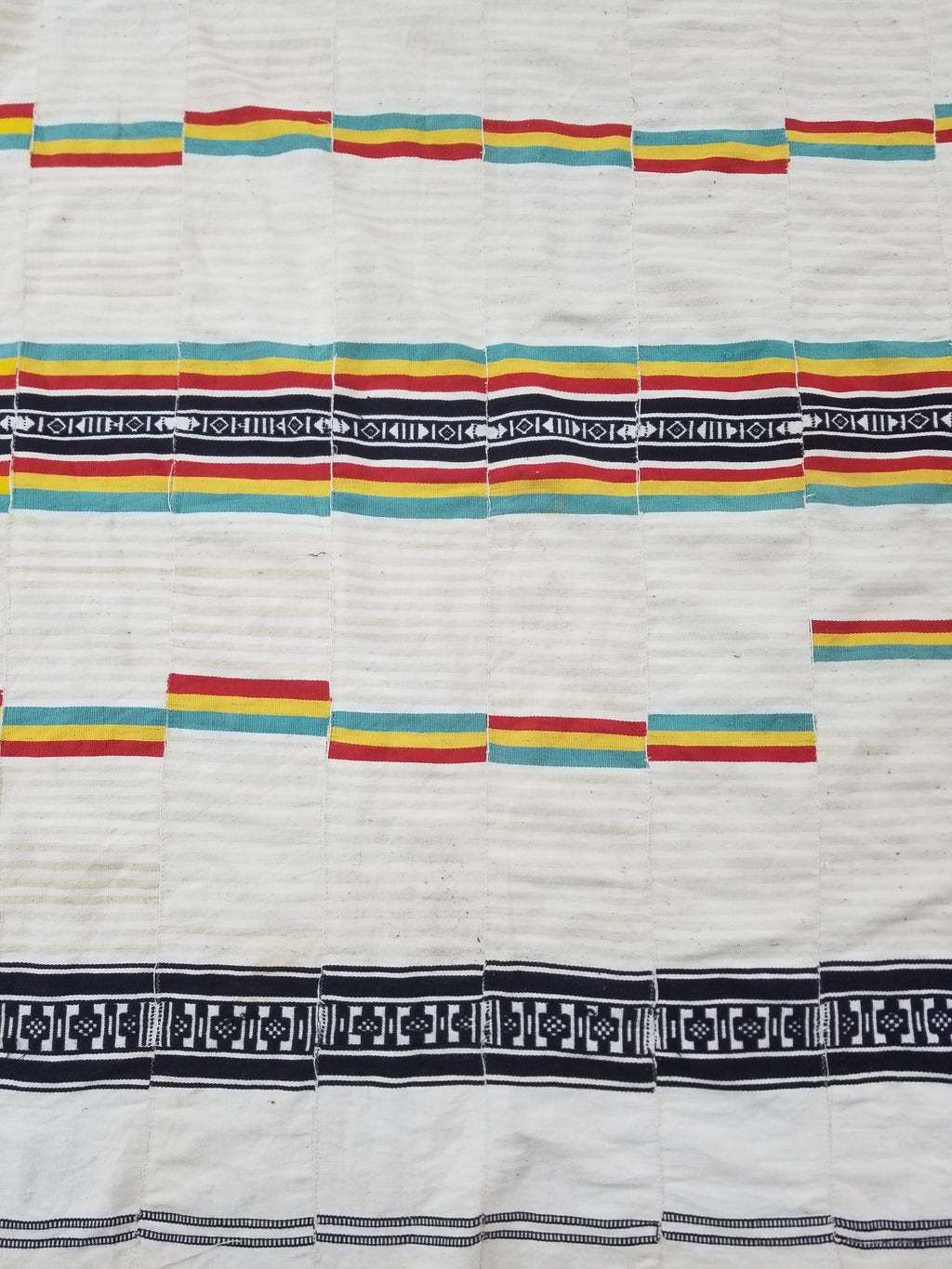 Vintage African Handwoven Striped Kente Cloth Textile 233x127cm