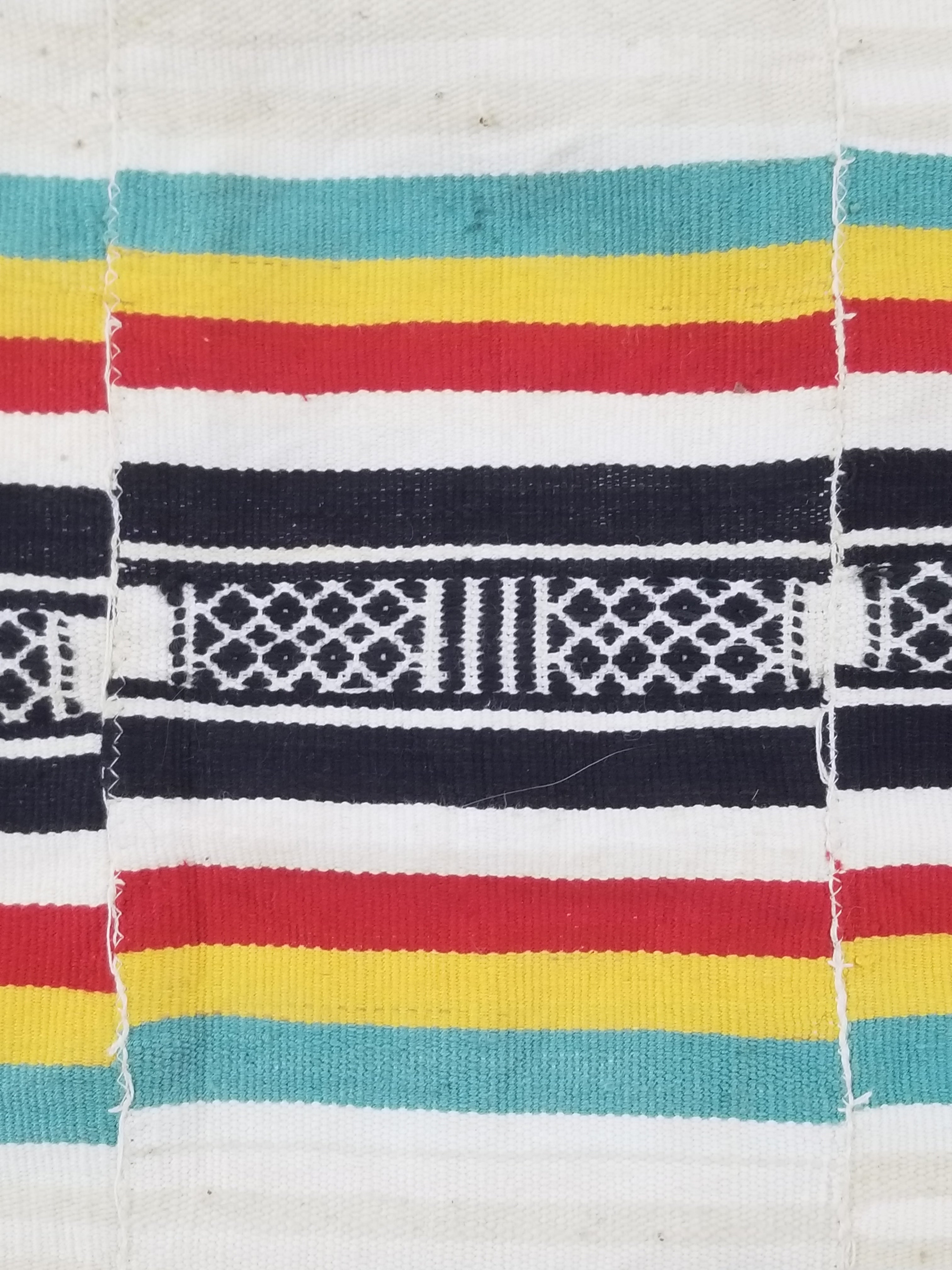 Vintage African Handwoven Striped Kente Cloth Textile 233x127cm