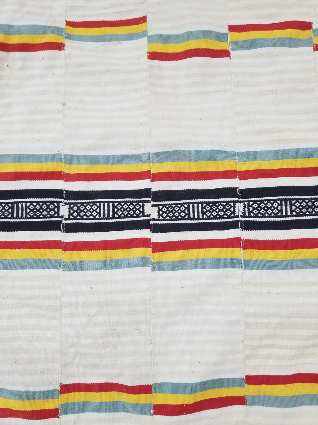 Vintage African Handwoven Striped Kente Cloth Textile 233x127cm