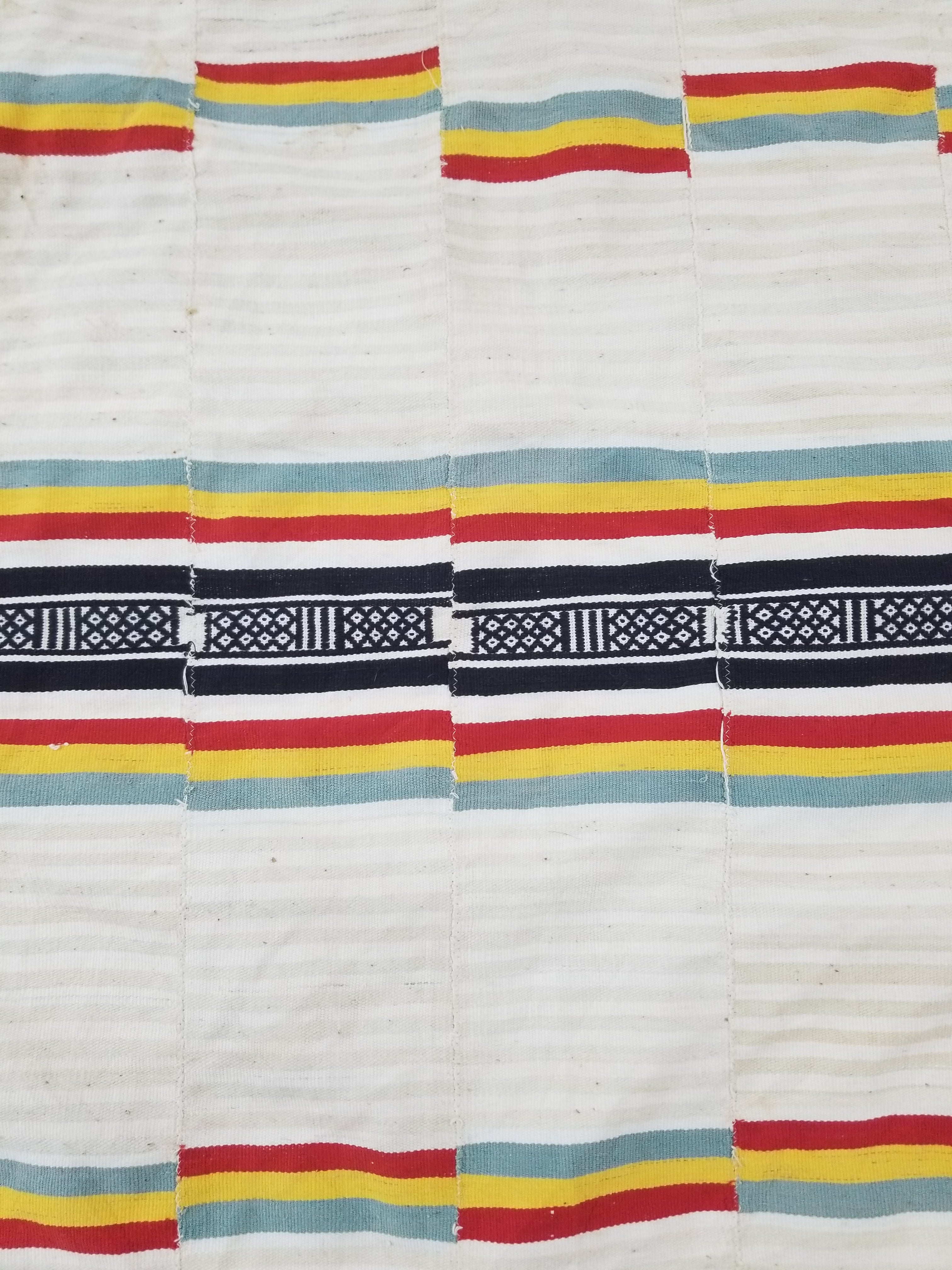 Vintage African Handwoven Striped Kente Cloth Textile 233x127cm