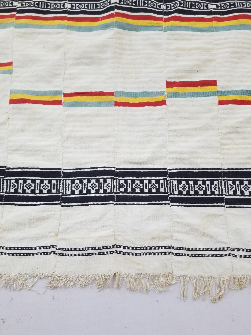 Vintage African Handwoven Striped Kente Cloth Textile 233x127cm