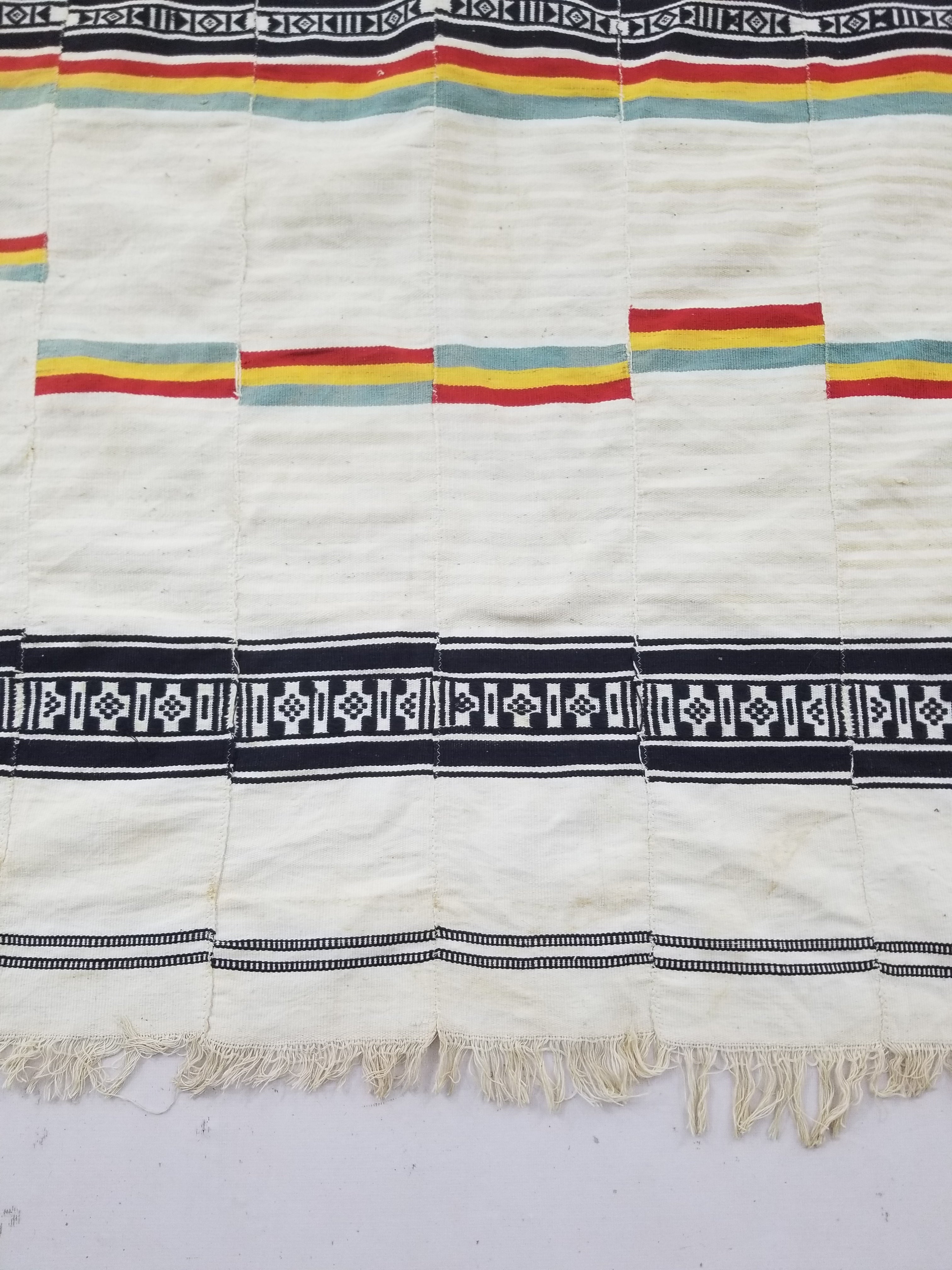 Vintage African Handwoven Striped Kente Cloth Textile 233x127cm