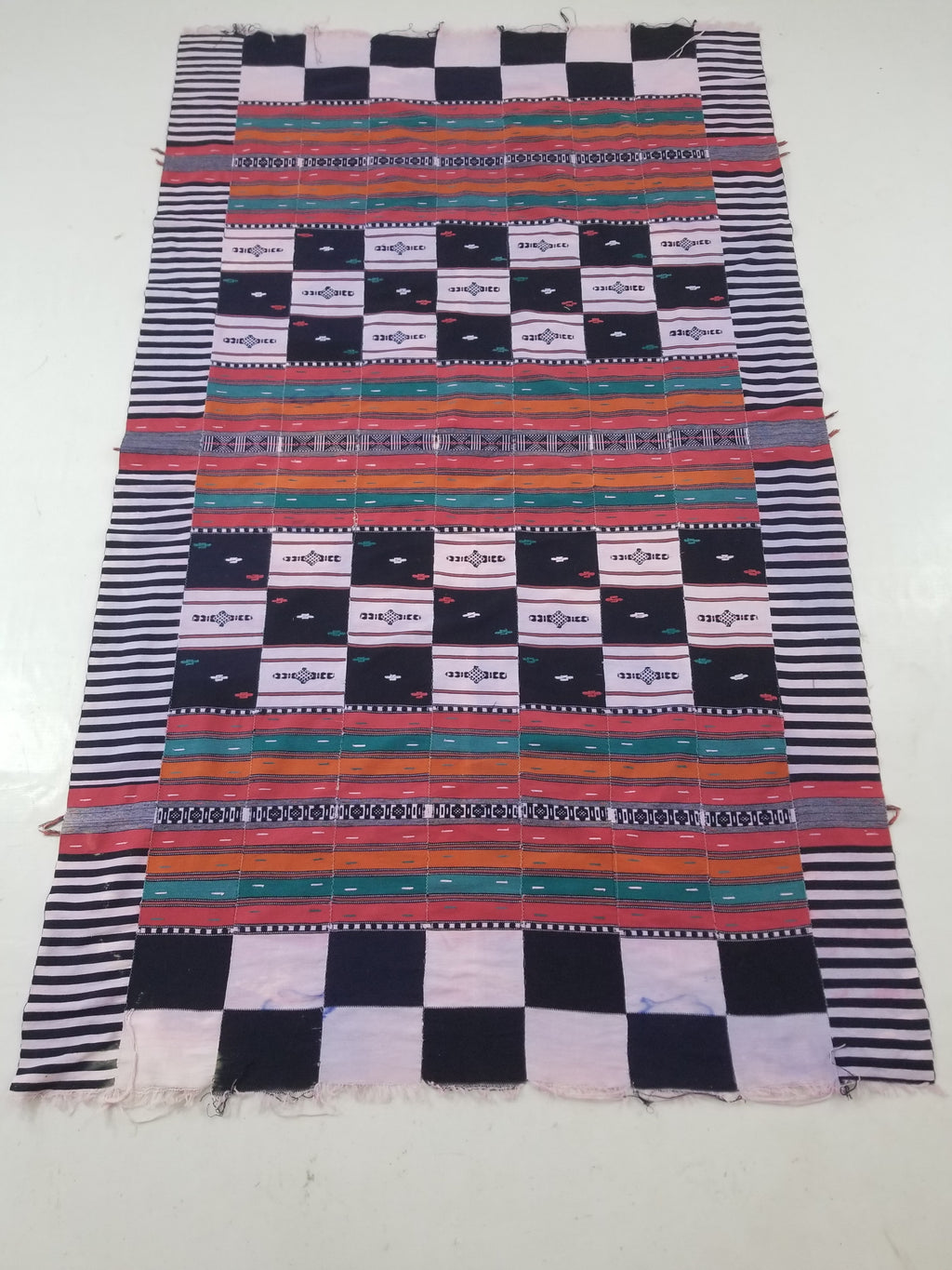 Vintage African Handwoven Ewe Kente Cloth - Ghana Ceremonial Textile 218x133cm