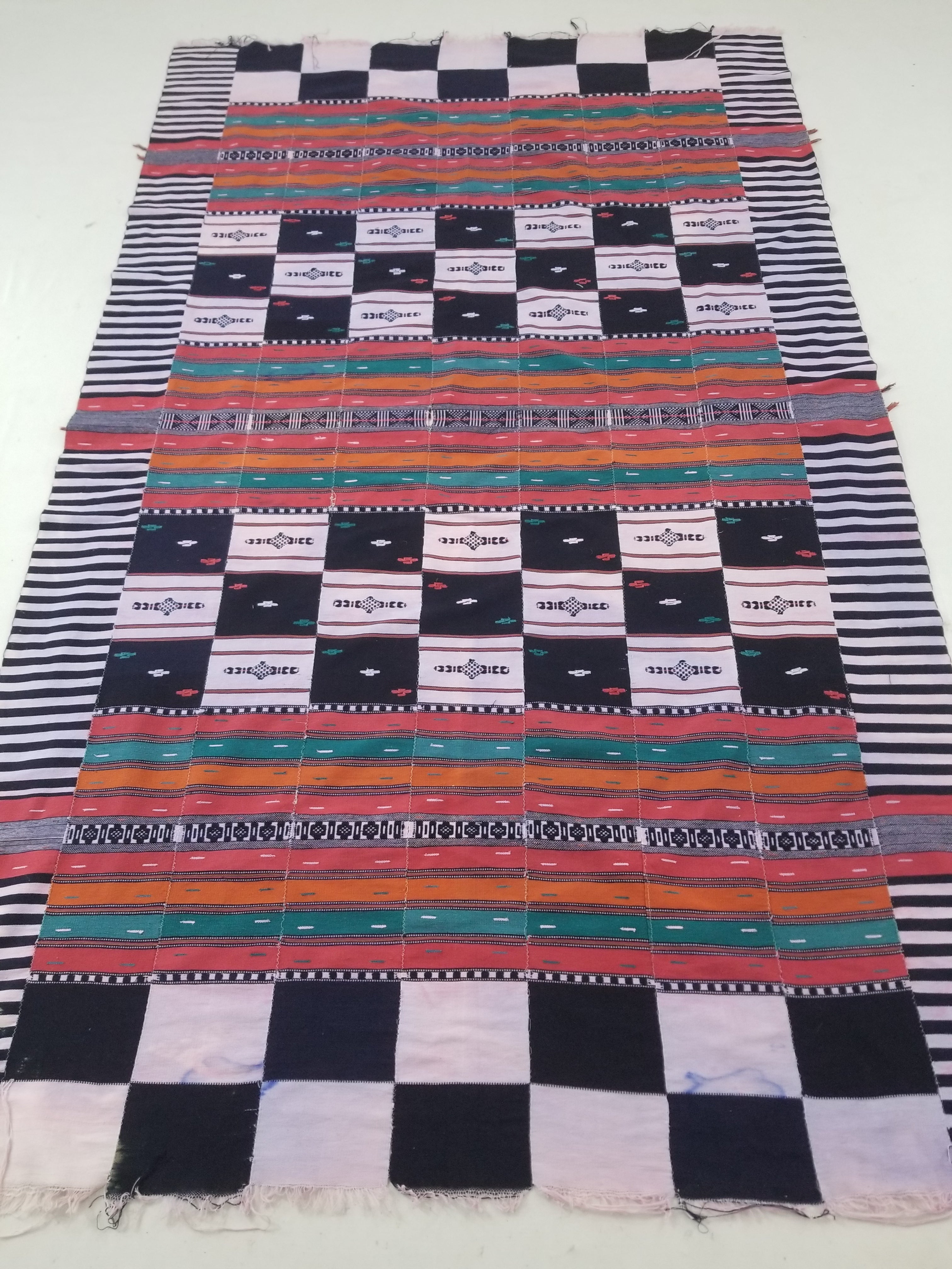 Vintage African Handwoven Ewe Kente Cloth - Ghana Ceremonial Textile 218x133cm