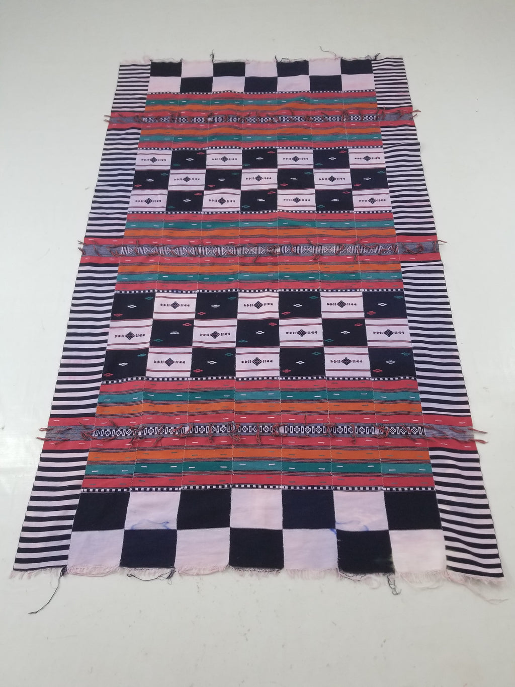 Vintage African Handwoven Ewe Kente Cloth - Ghana Ceremonial Textile 218x133cm