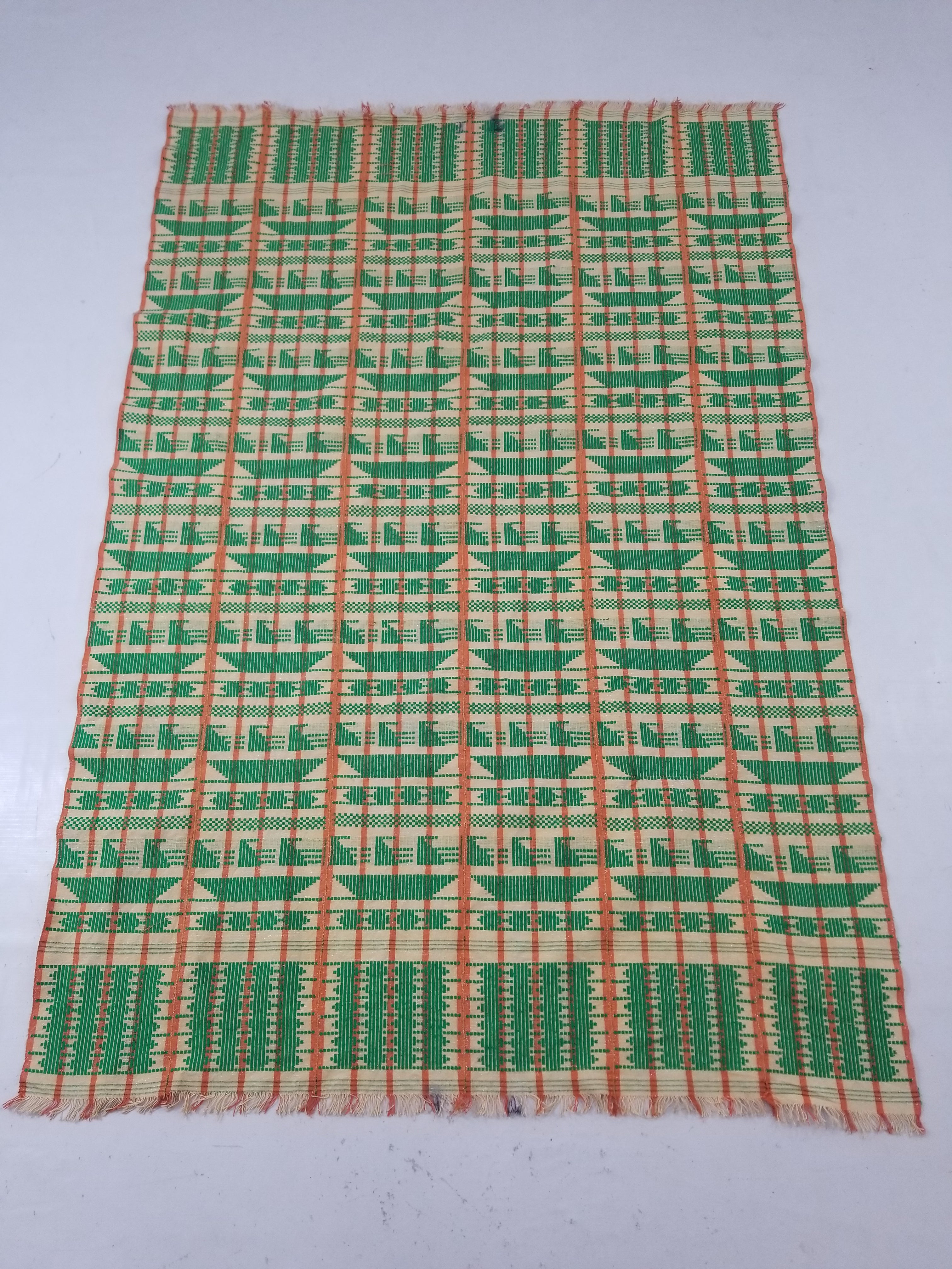 Vintage African Inspired Handwoven Geometric Pattern Tapestry Panel 180x123cm
