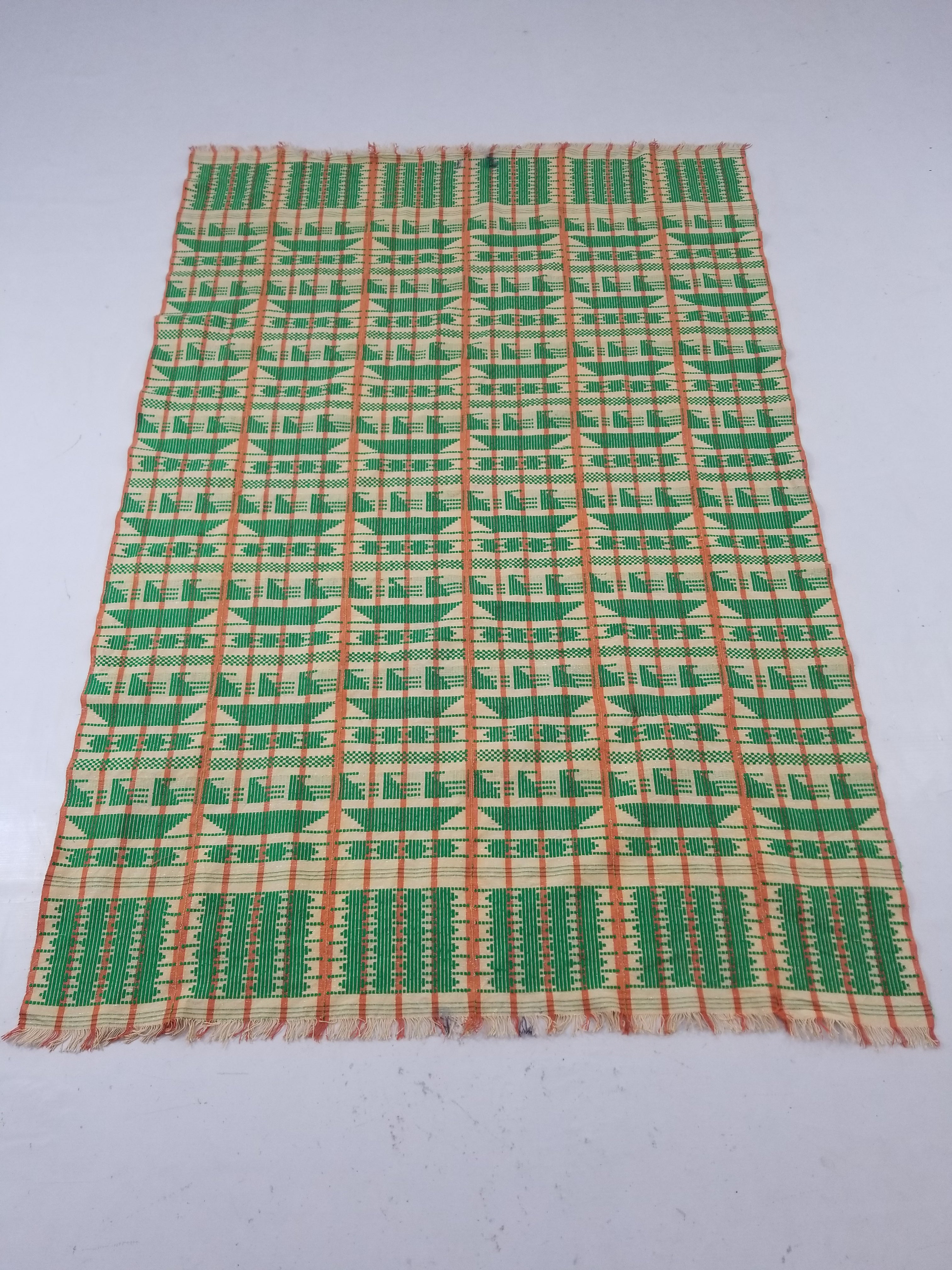 Vintage African Inspired Handwoven Geometric Pattern Tapestry Panel 180x123cm