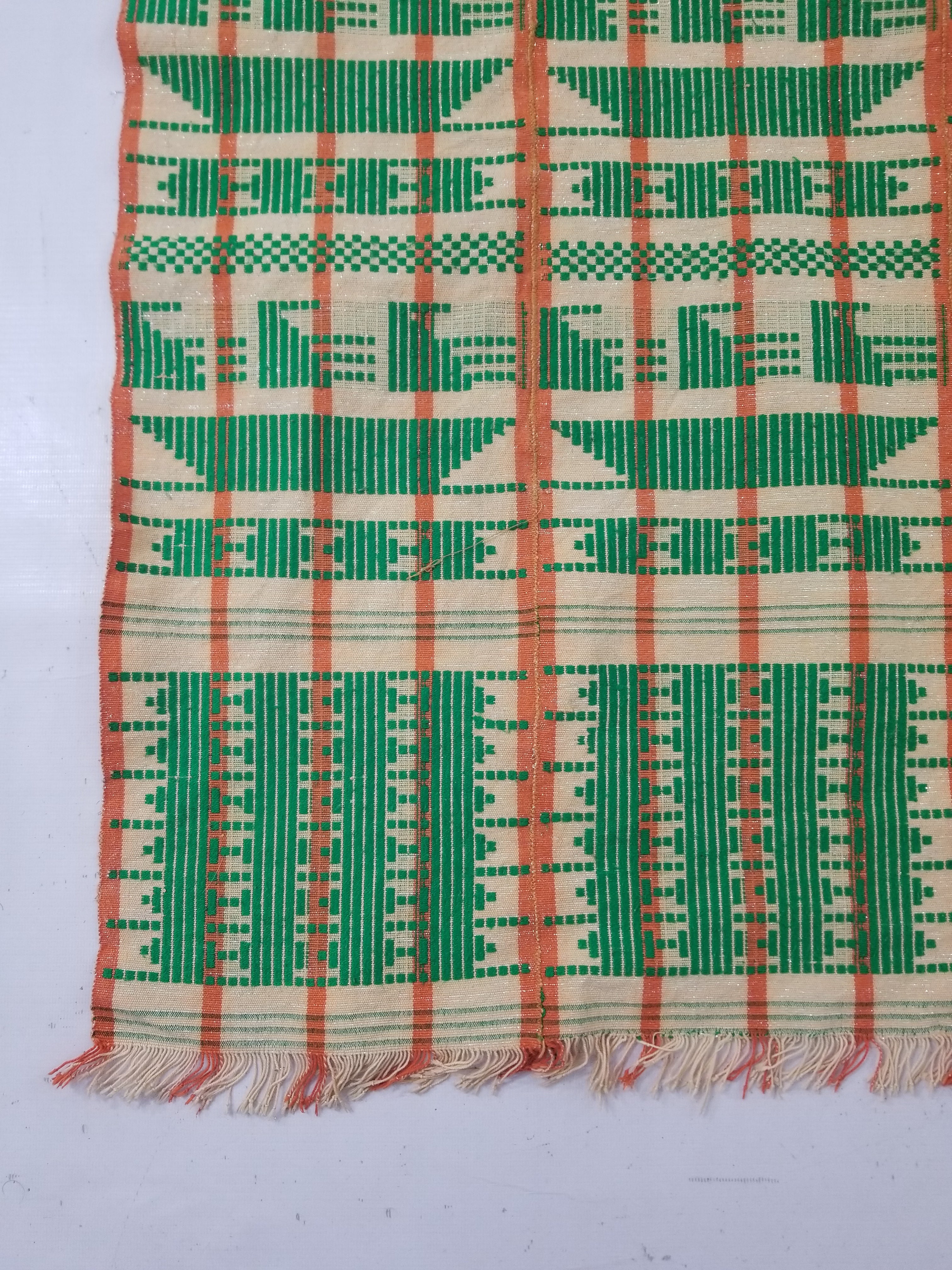 Vintage African Inspired Handwoven Geometric Pattern Tapestry Panel 180x123cm