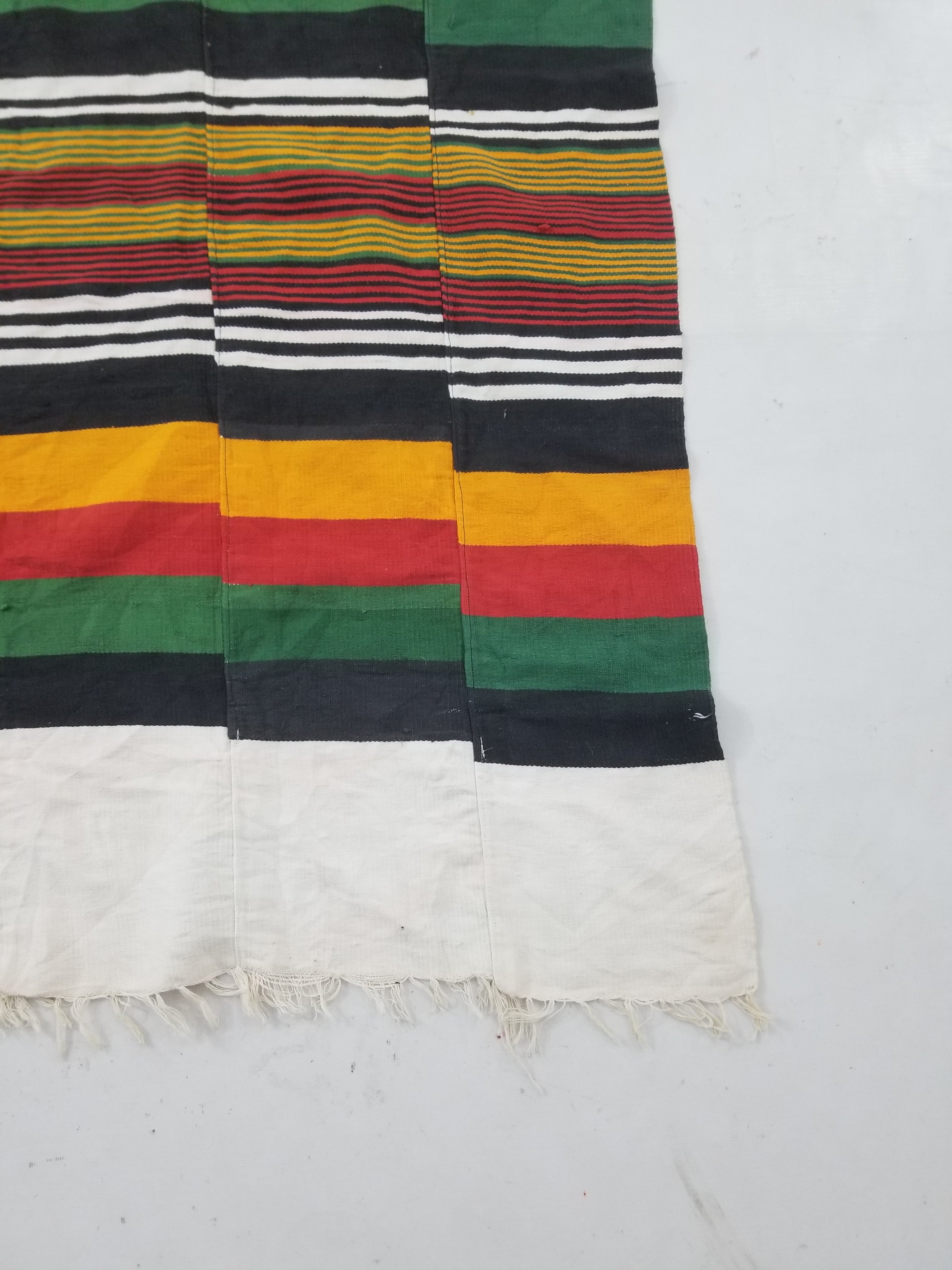 Vintage African Handwoven Multicolor Striped Ghana Ceremonial Textile 205x129cm