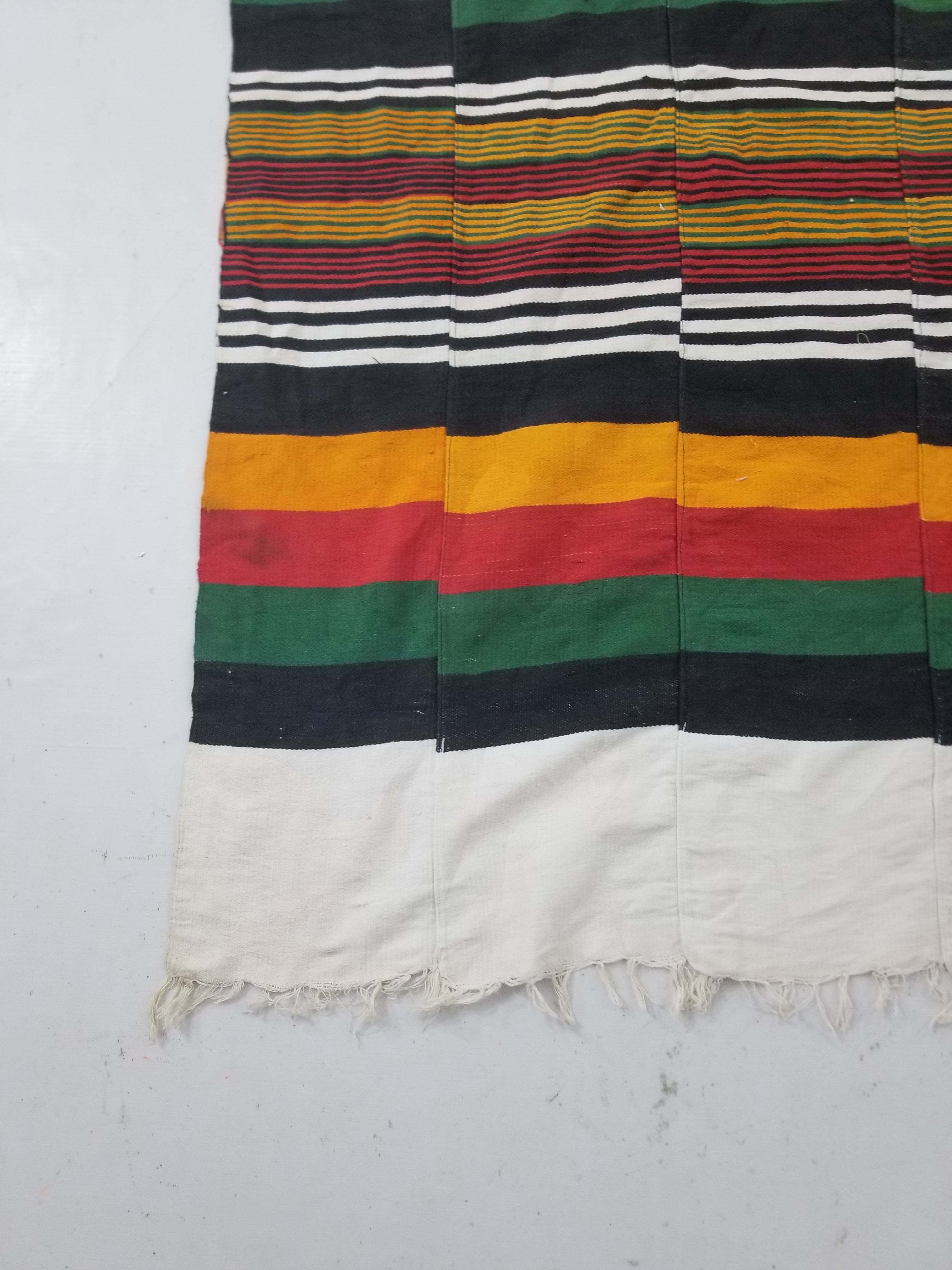 Vintage African Handwoven Multicolor Striped Ghana Ceremonial Textile 205x129cm