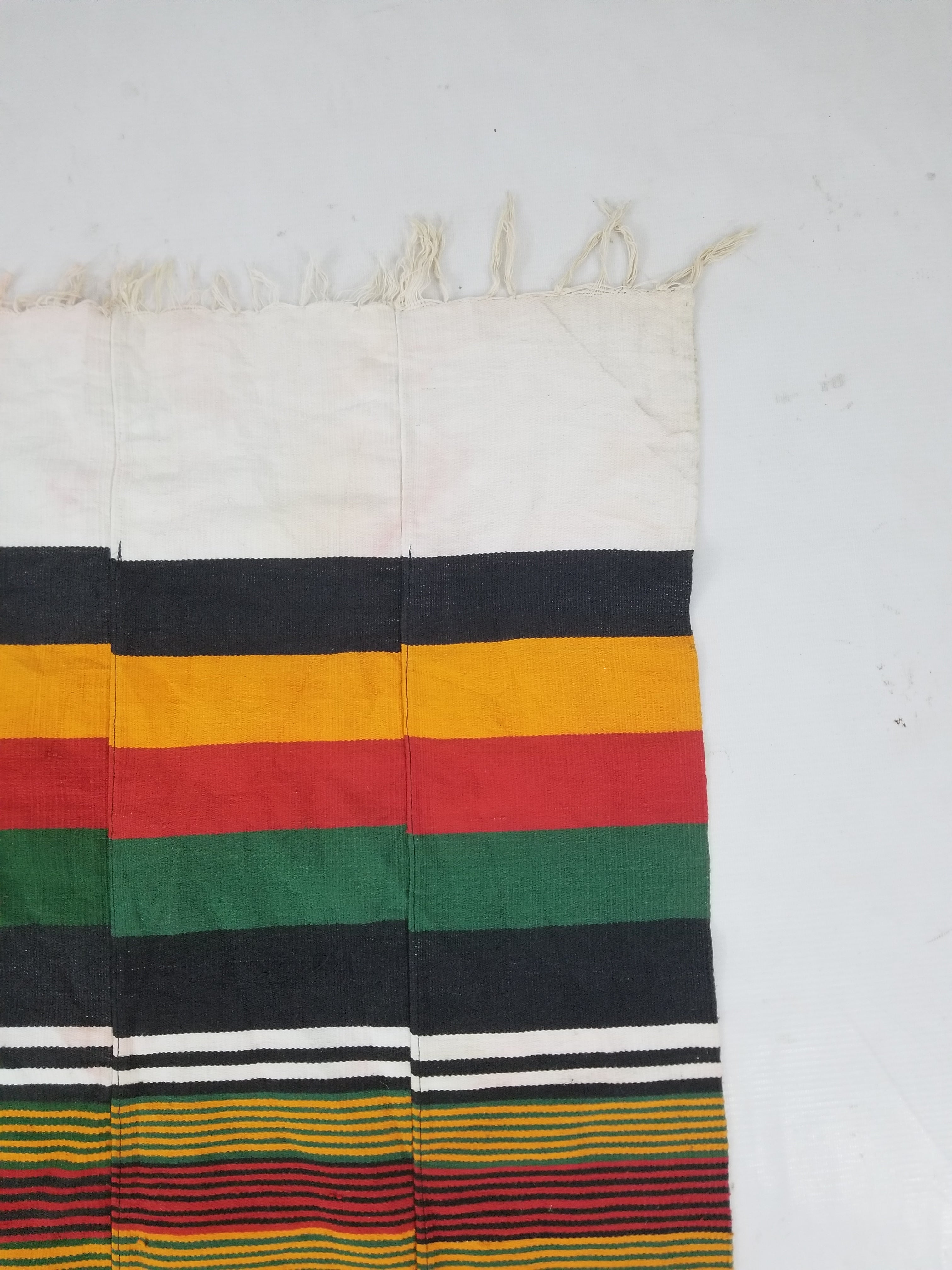 Vintage African Handwoven Multicolor Striped Ghana Ceremonial Textile 205x129cm
