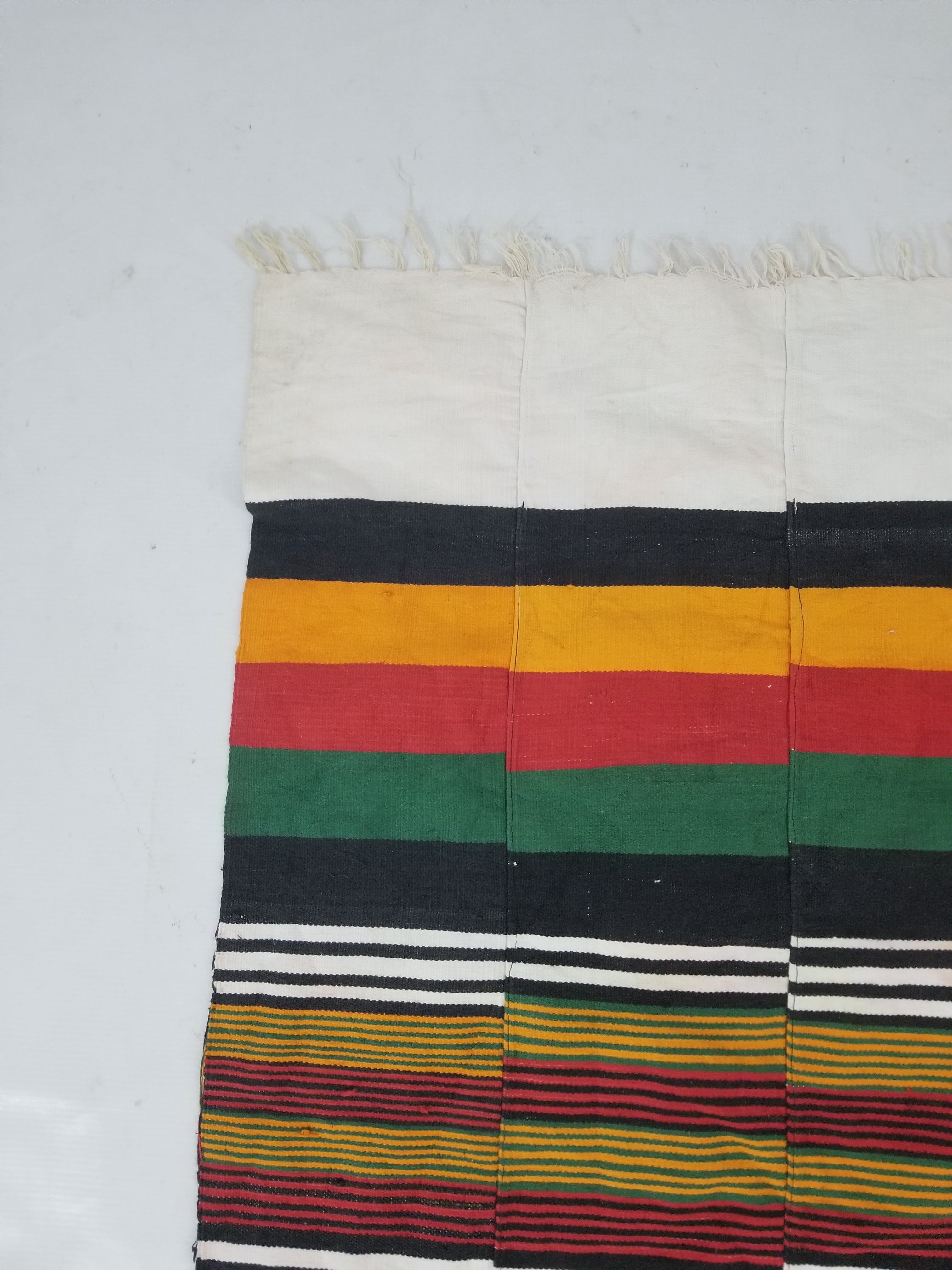 Vintage African Handwoven Multicolor Striped Ghana Ceremonial Textile 205x129cm