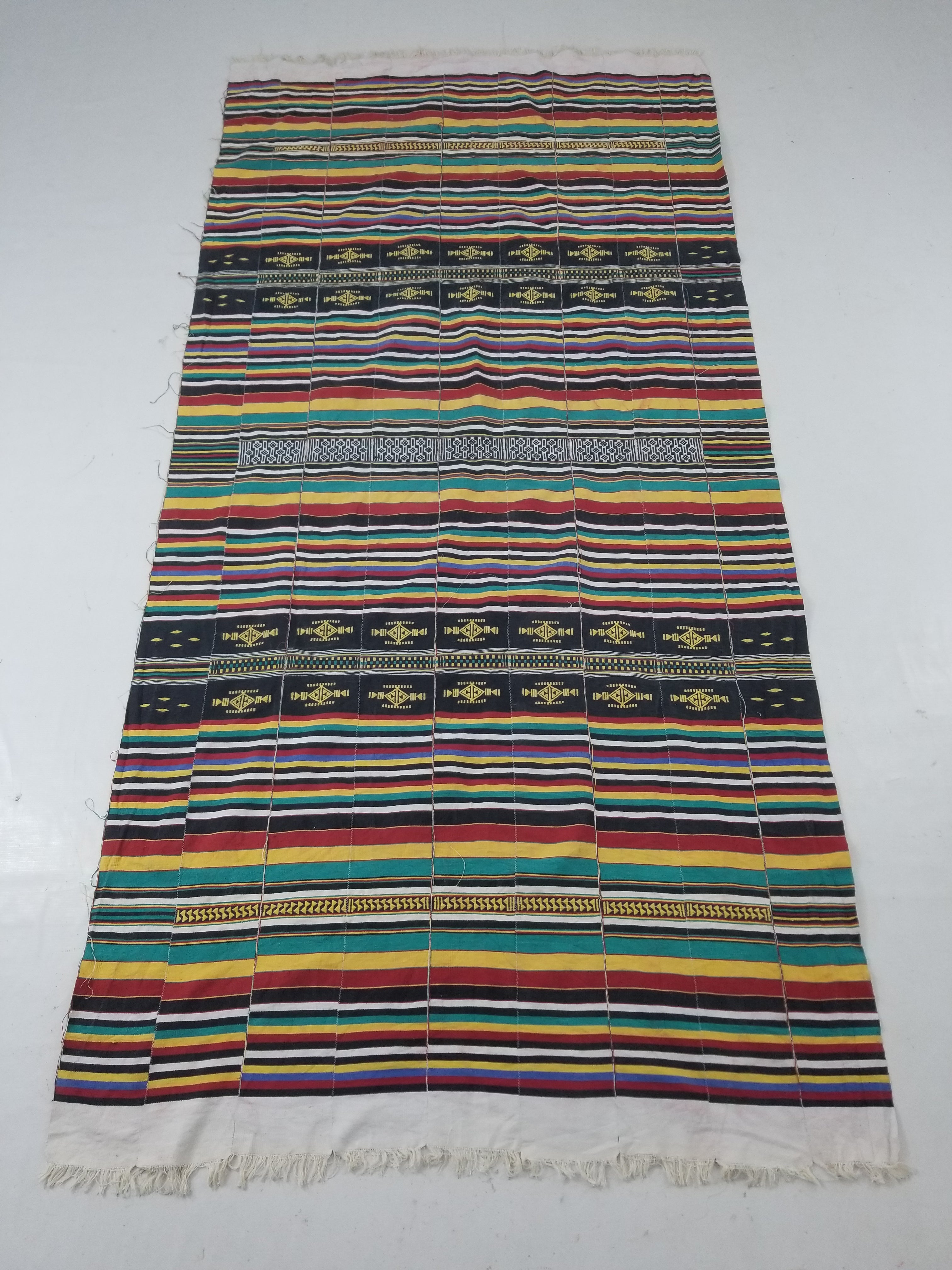 Vintage African Handwoven Ewe Kente Cloth - Ghana Ceremonial Textile 248x118cm