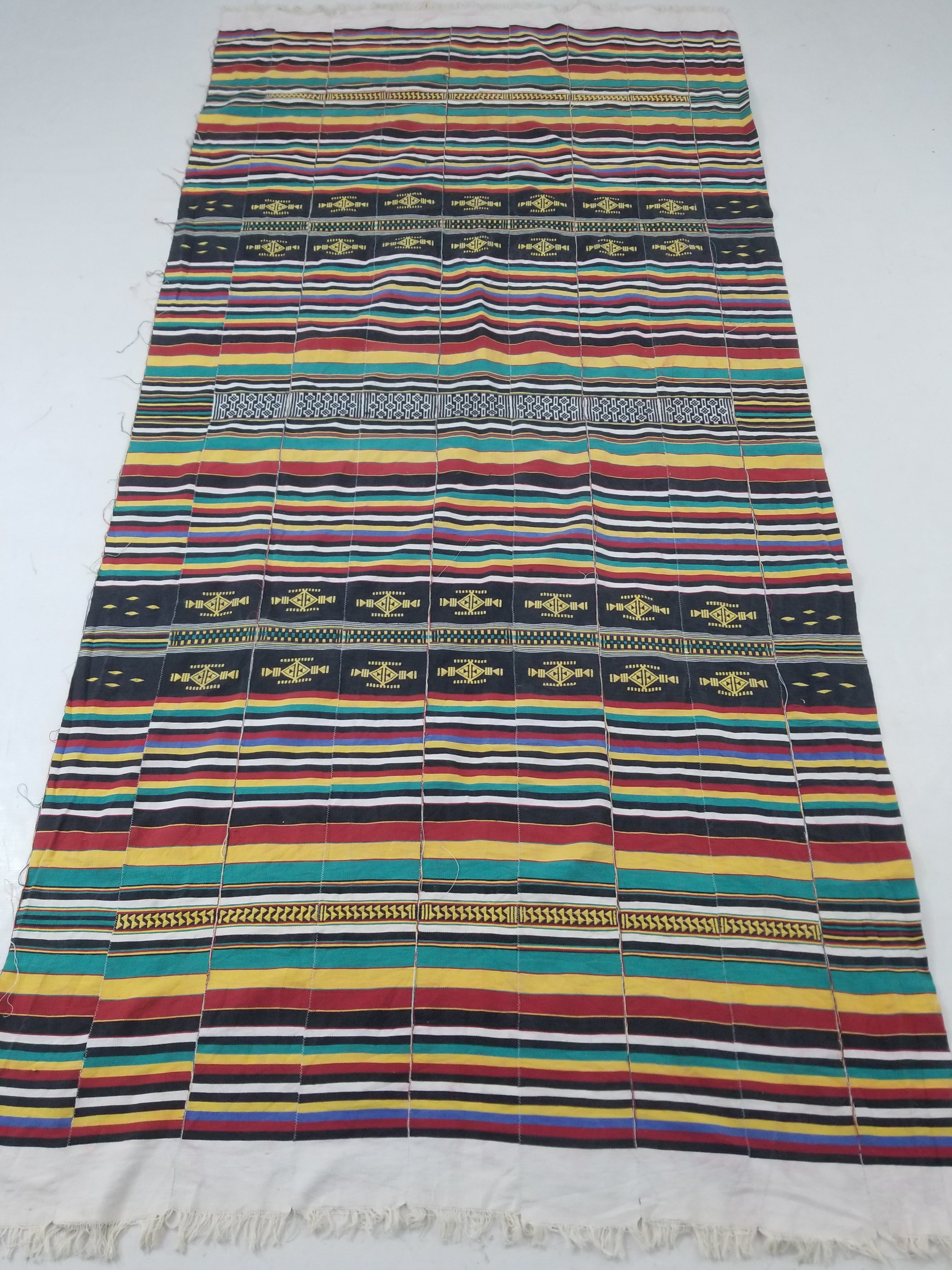 Vintage African Handwoven Ewe Kente Cloth - Ghana Ceremonial Textile 248x118cm