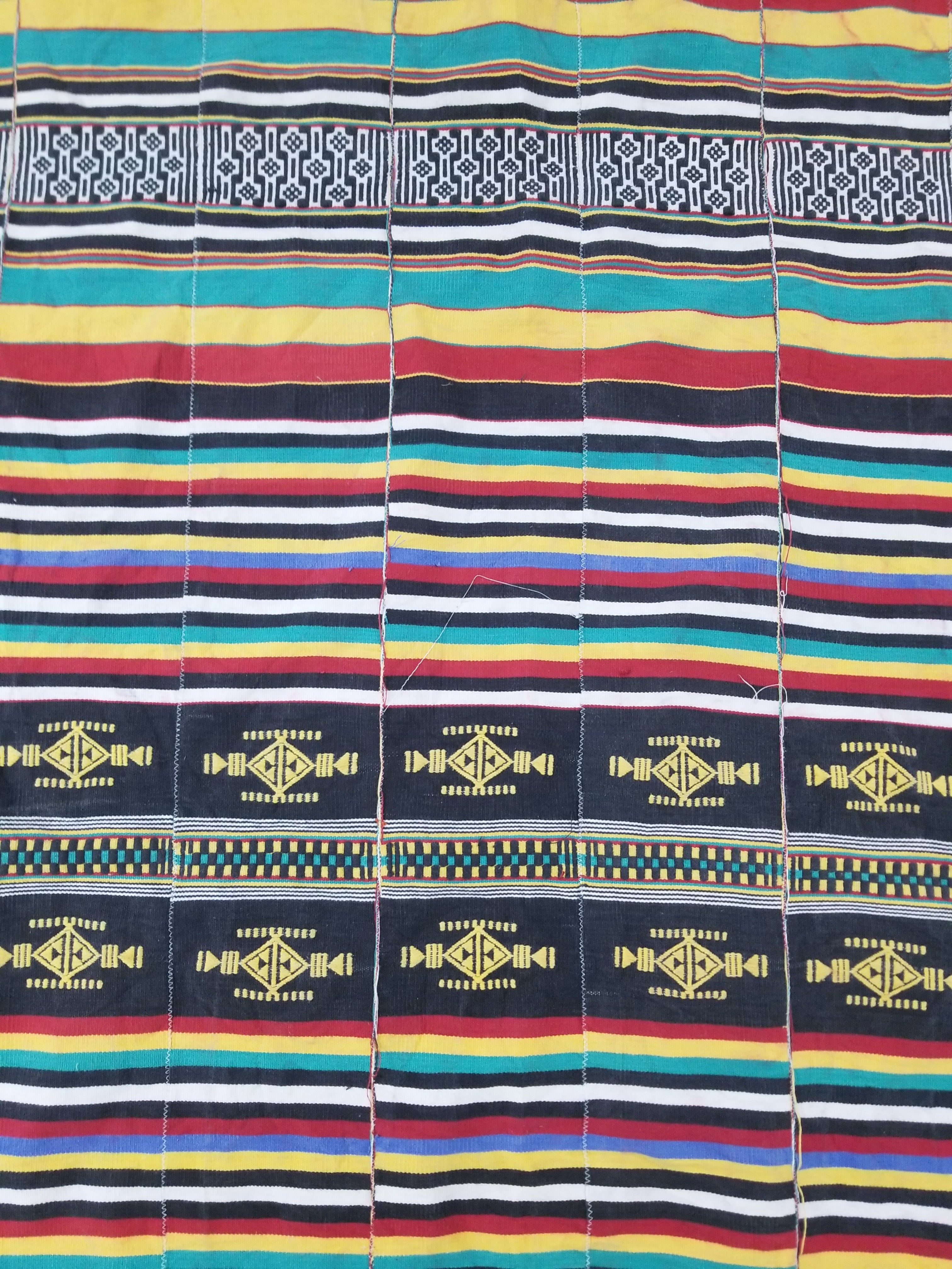 Vintage African Handwoven Ewe Kente Cloth - Ghana Ceremonial Textile 248x118cm