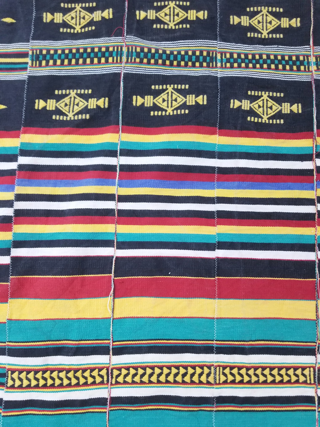 Vintage African Handwoven Ewe Kente Cloth - Ghana Ceremonial Textile 248x118cm