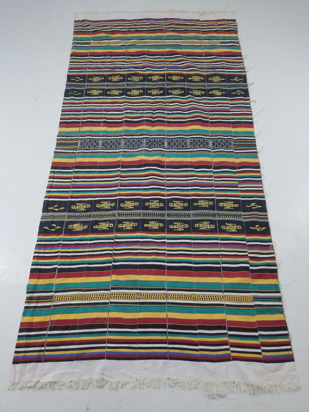 Vintage African Handwoven Ewe Kente Cloth - Ghana Ceremonial Textile 248x118cm