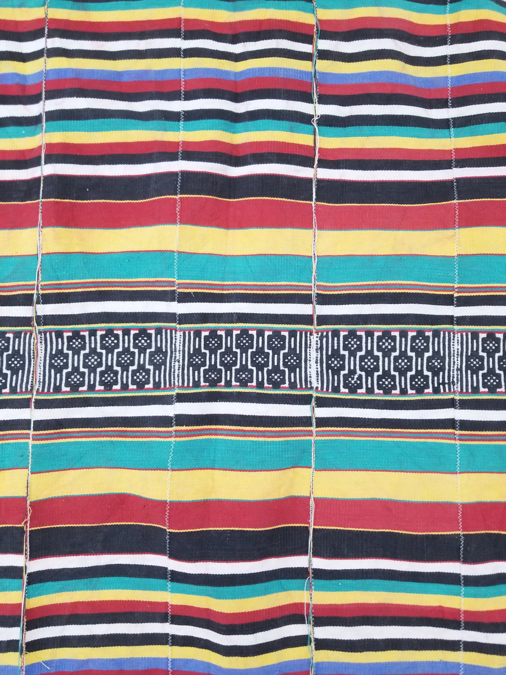 Vintage African Handwoven Ewe Kente Cloth - Ghana Ceremonial Textile 248x118cm