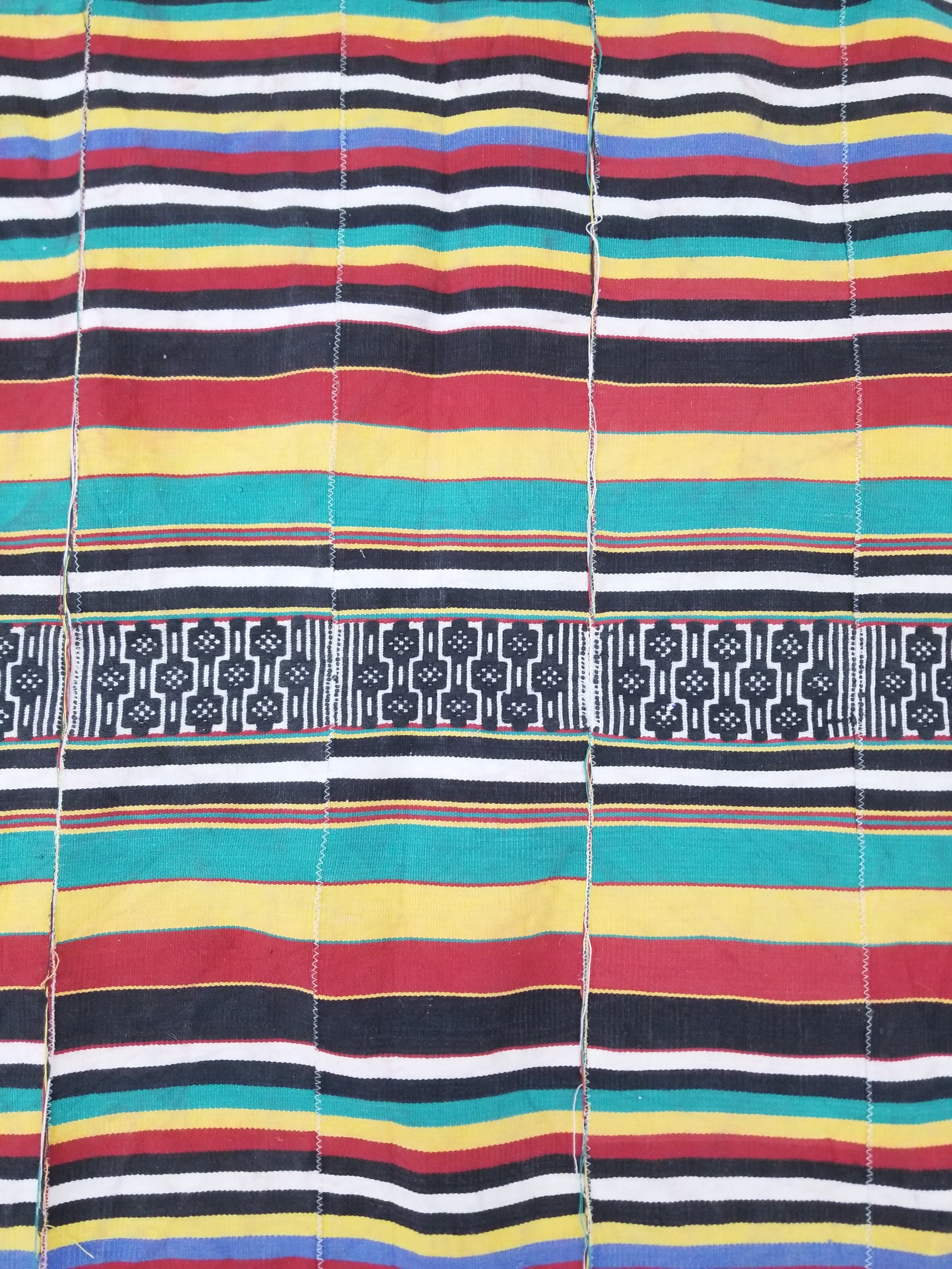 Vintage African Handwoven Ewe Kente Cloth - Ghana Ceremonial Textile 248x118cm