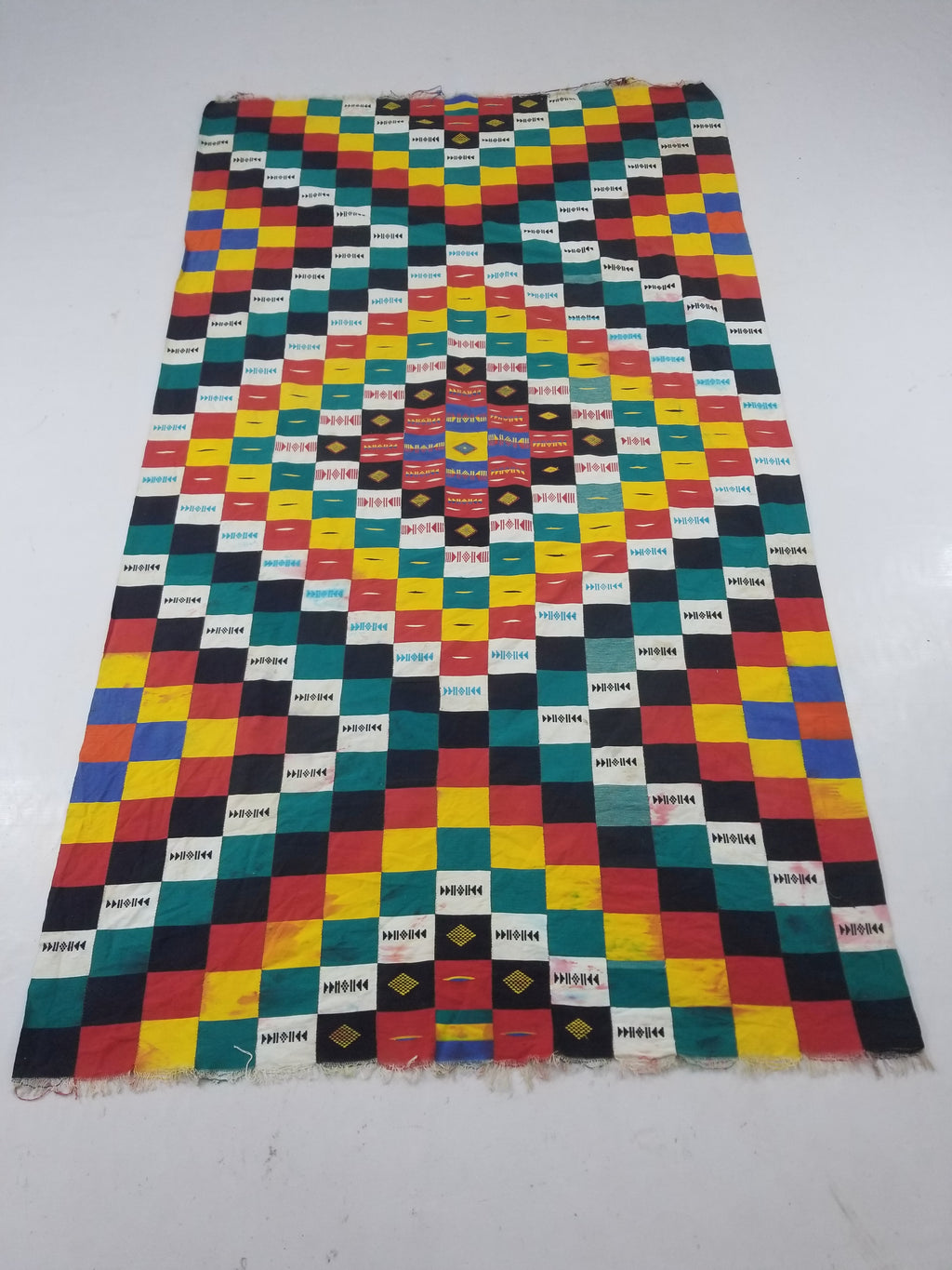 Vintage African Handwoven Ewe Kente Cloth - Ghana Ceremonial Textile