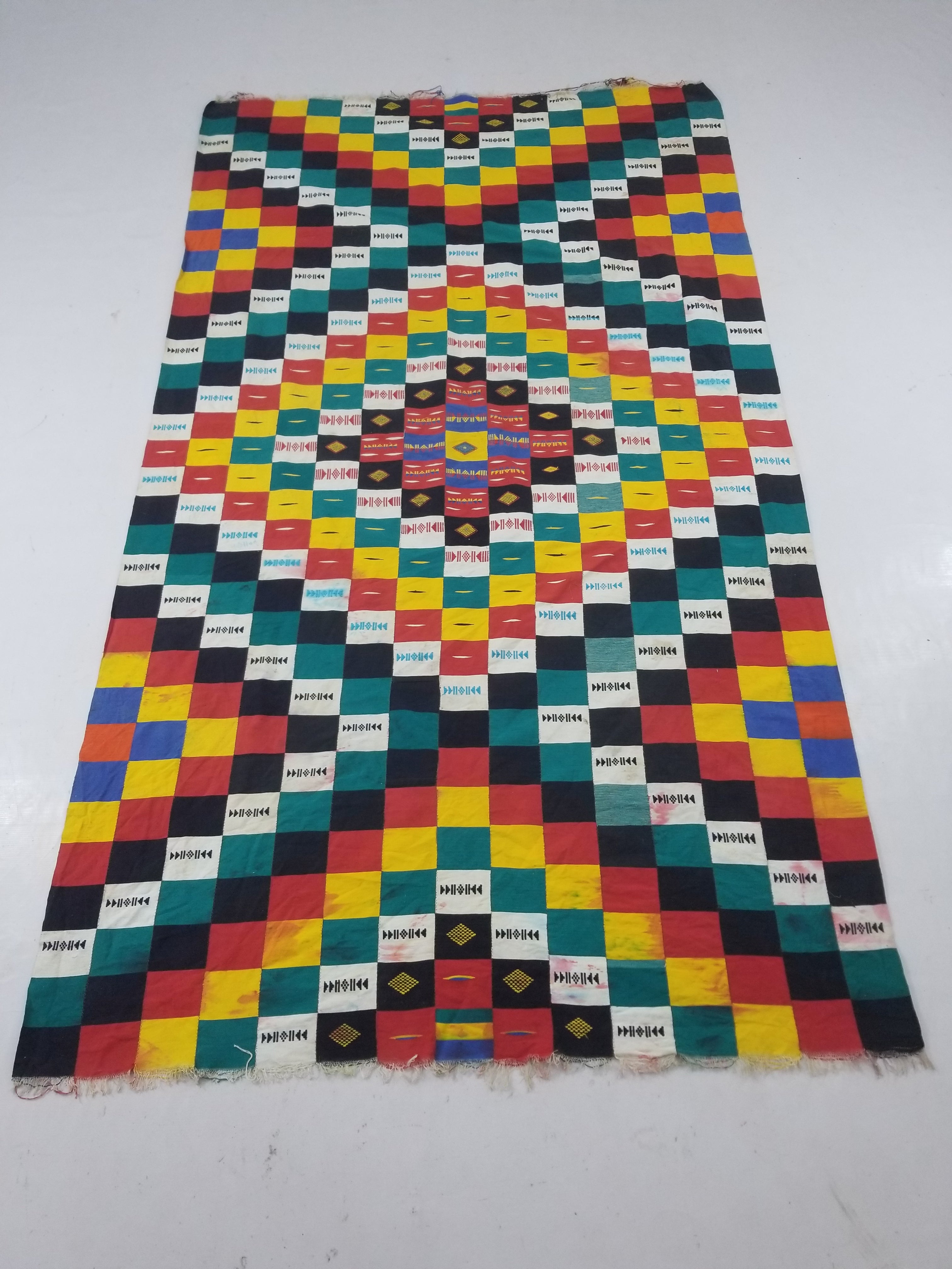 Vintage African Handwoven Ewe Kente Cloth - Ghana Ceremonial Textile