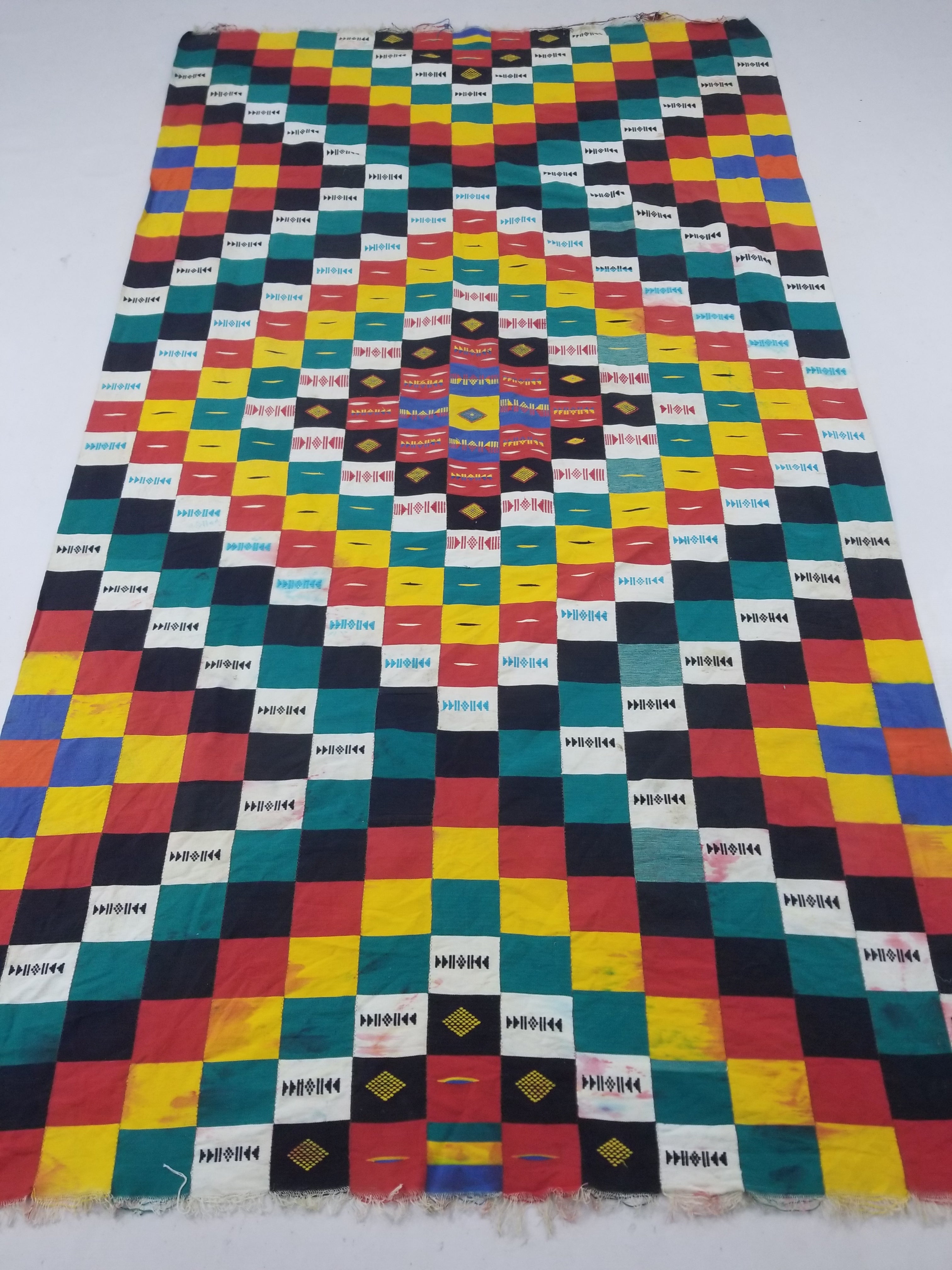 Vintage African Handwoven Ewe Kente Cloth - Ghana Ceremonial Textile