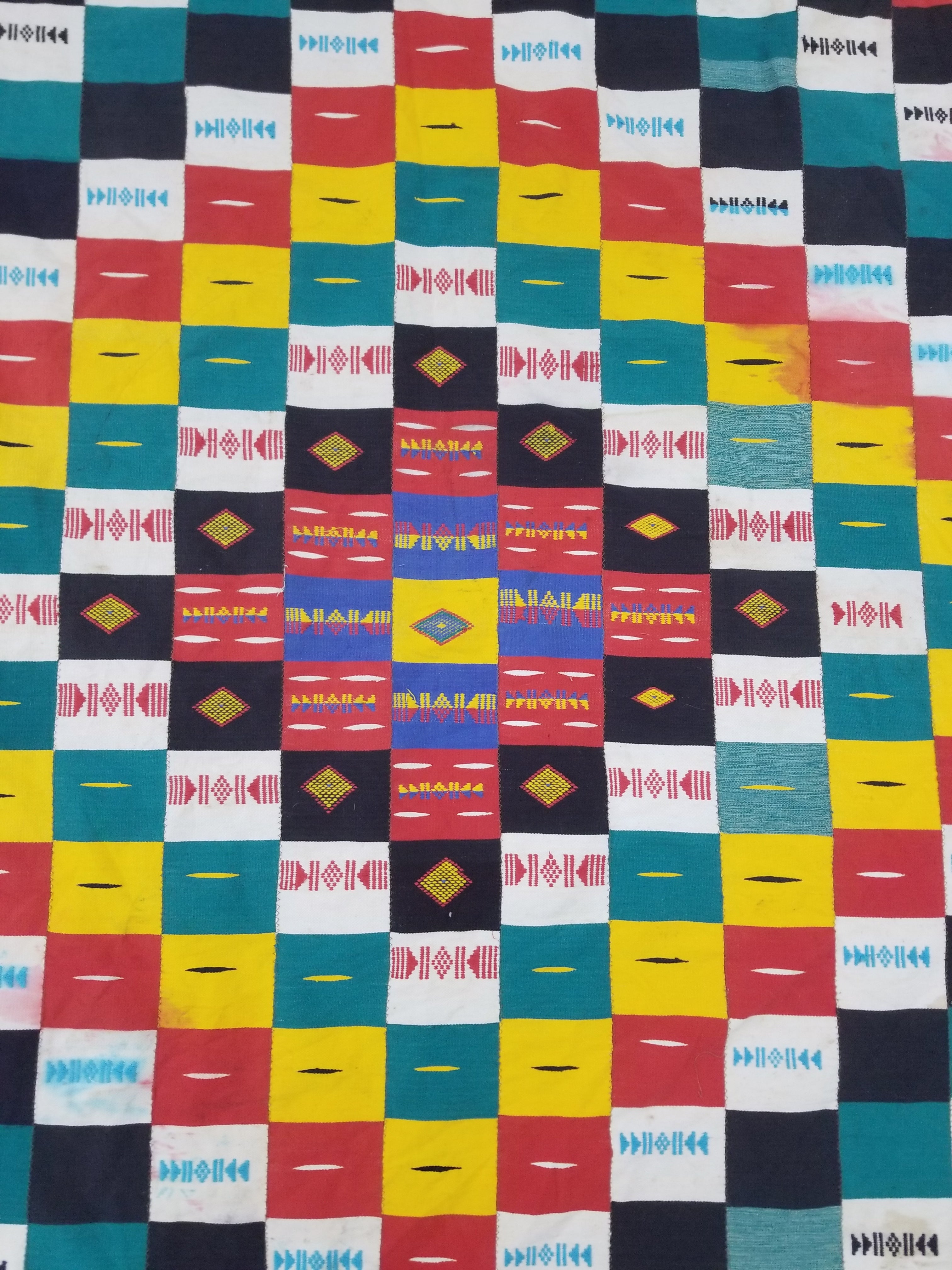 Vintage African Handwoven Ewe Kente Cloth - Ghana Ceremonial Textile