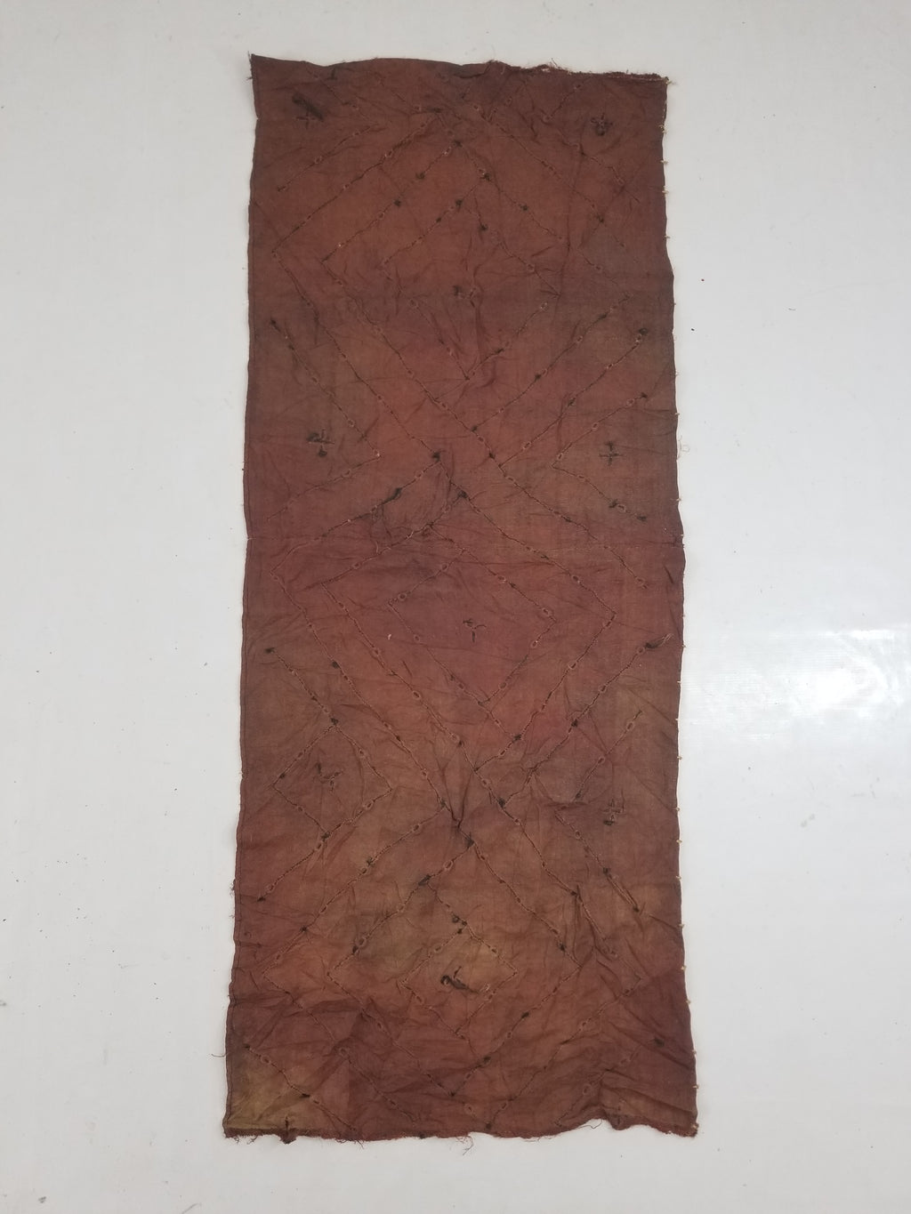 Antique African Cowrie Shells & Embroidered Kuba Cloth Raffia Textile 155x61cm