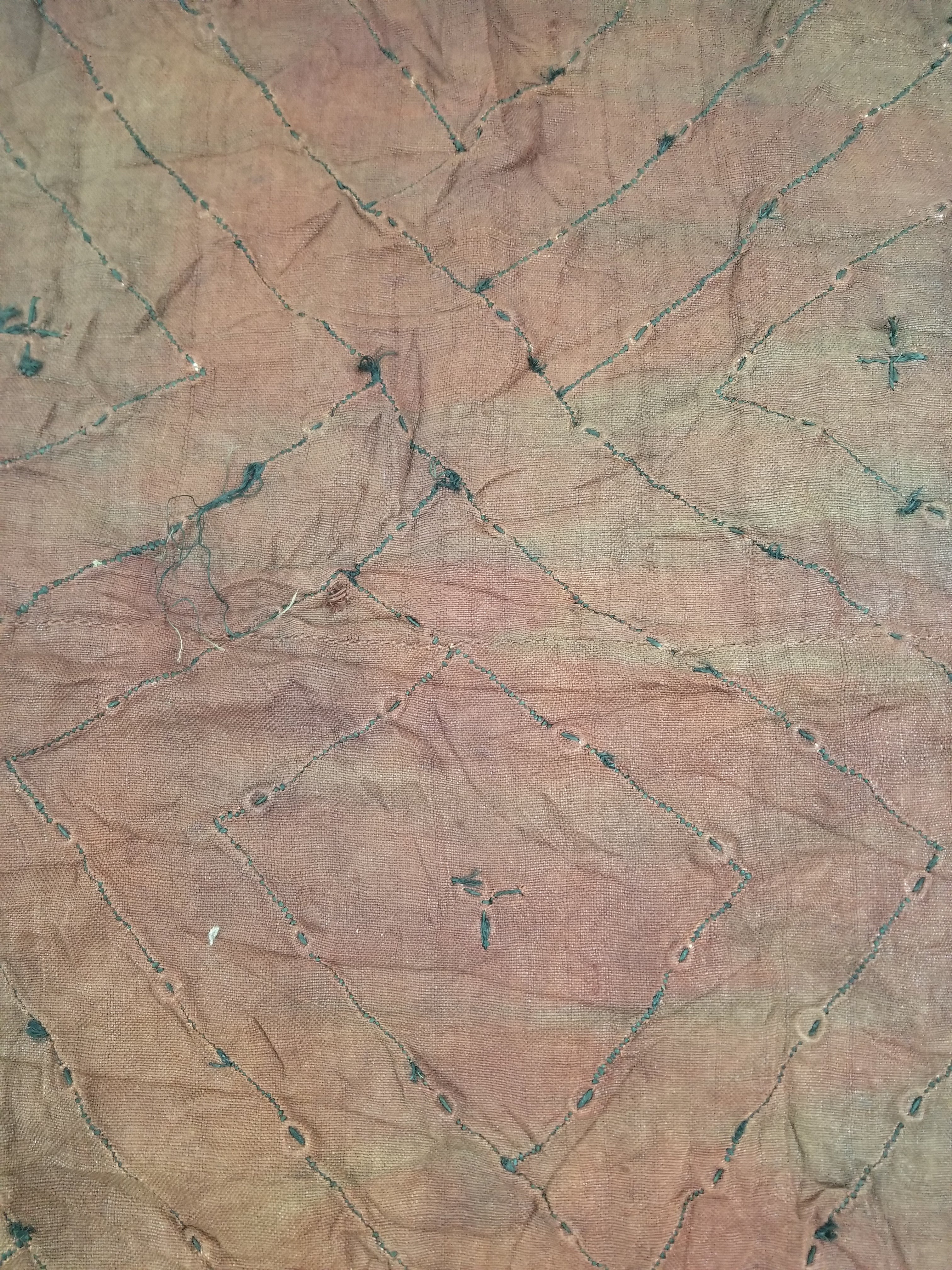 Antique African Cowrie Shells & Embroidered Kuba Cloth Raffia Textile 155x61cm