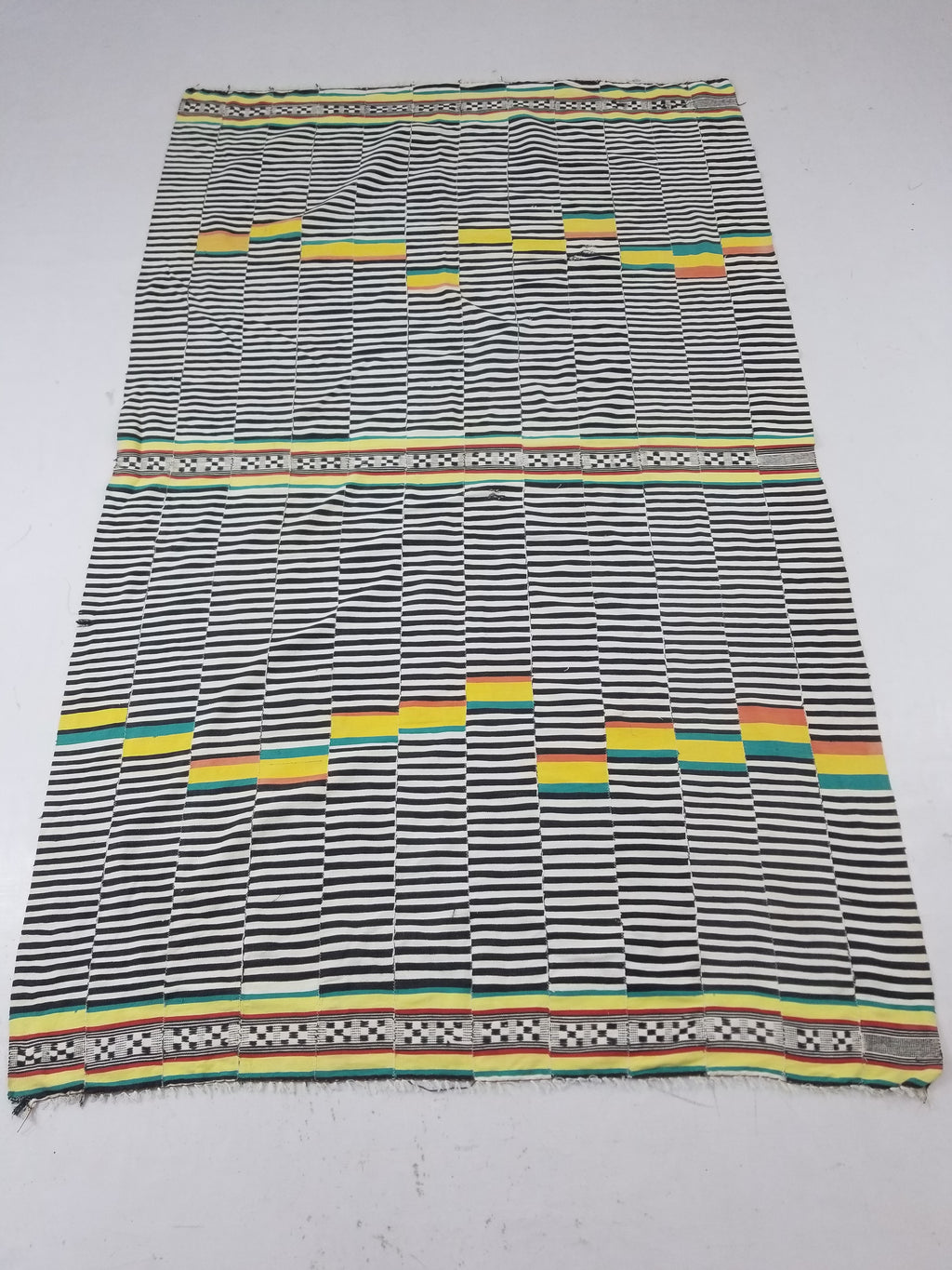 Vintage African Handwoven Ewe Kente Cloth - Ghana Ceremonial Textile 212x130cm