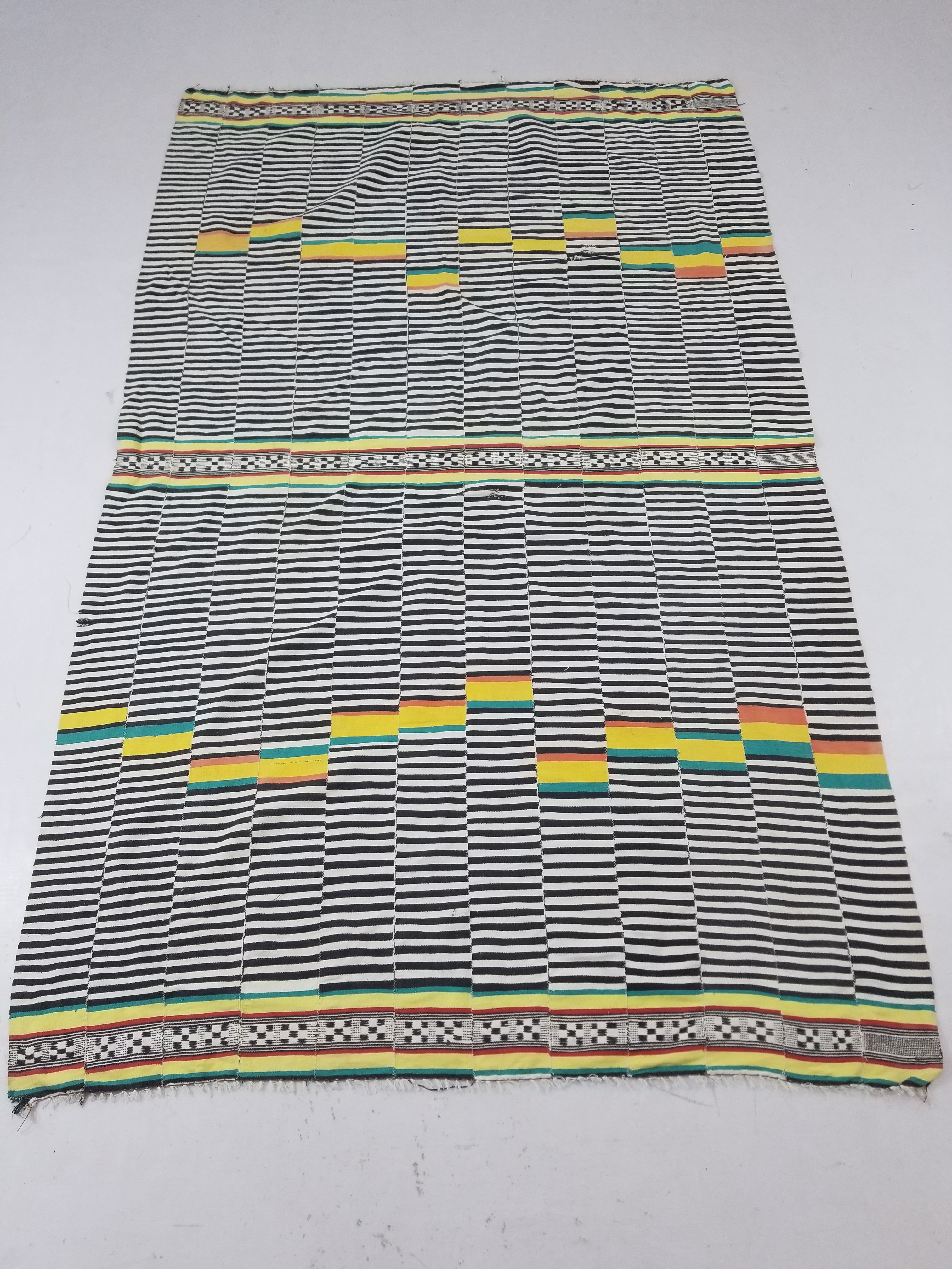Vintage African Handwoven Ewe Kente Cloth - Ghana Ceremonial Textile 212x130cm