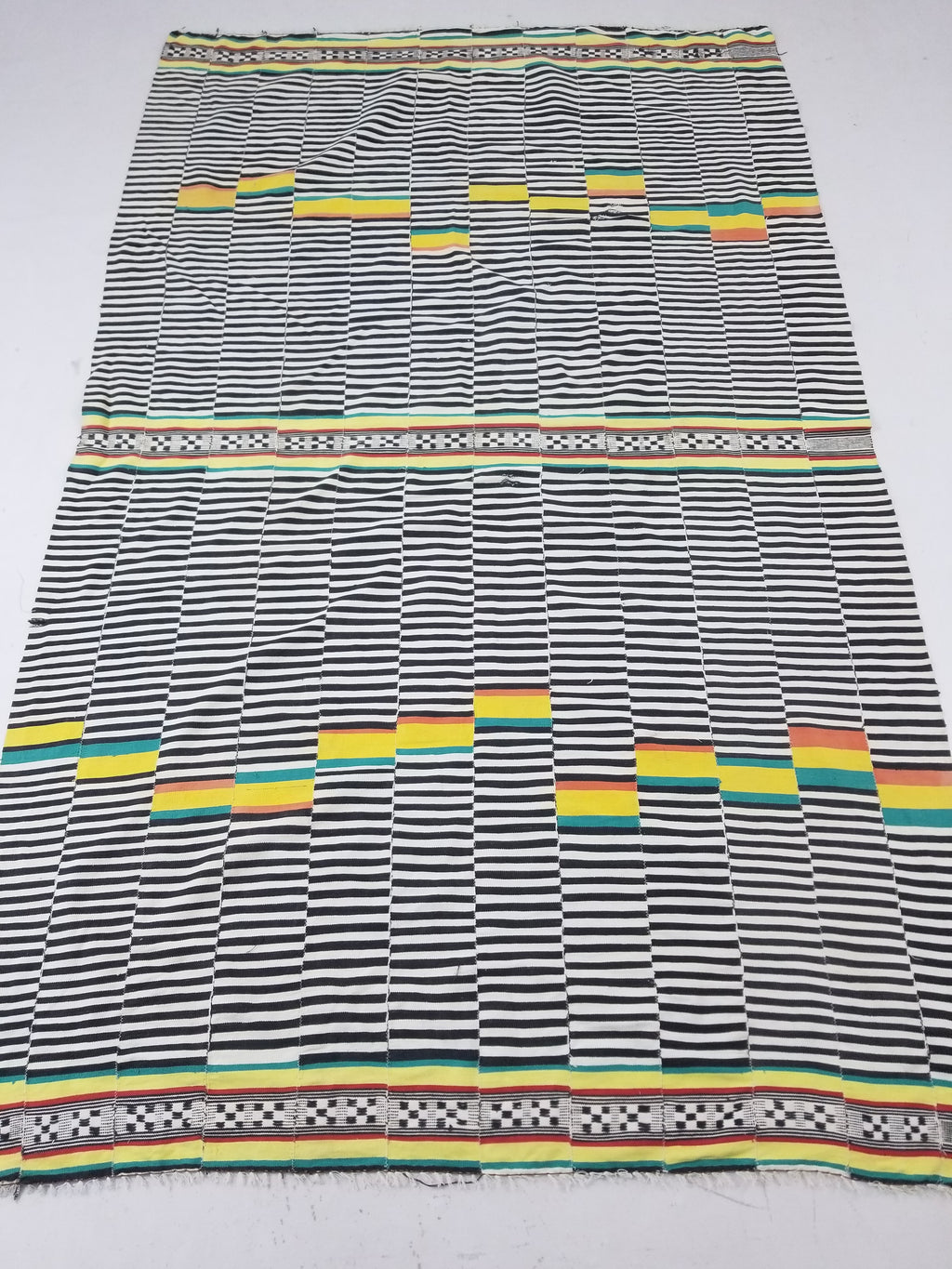 Vintage African Handwoven Ewe Kente Cloth - Ghana Ceremonial Textile 212x130cm