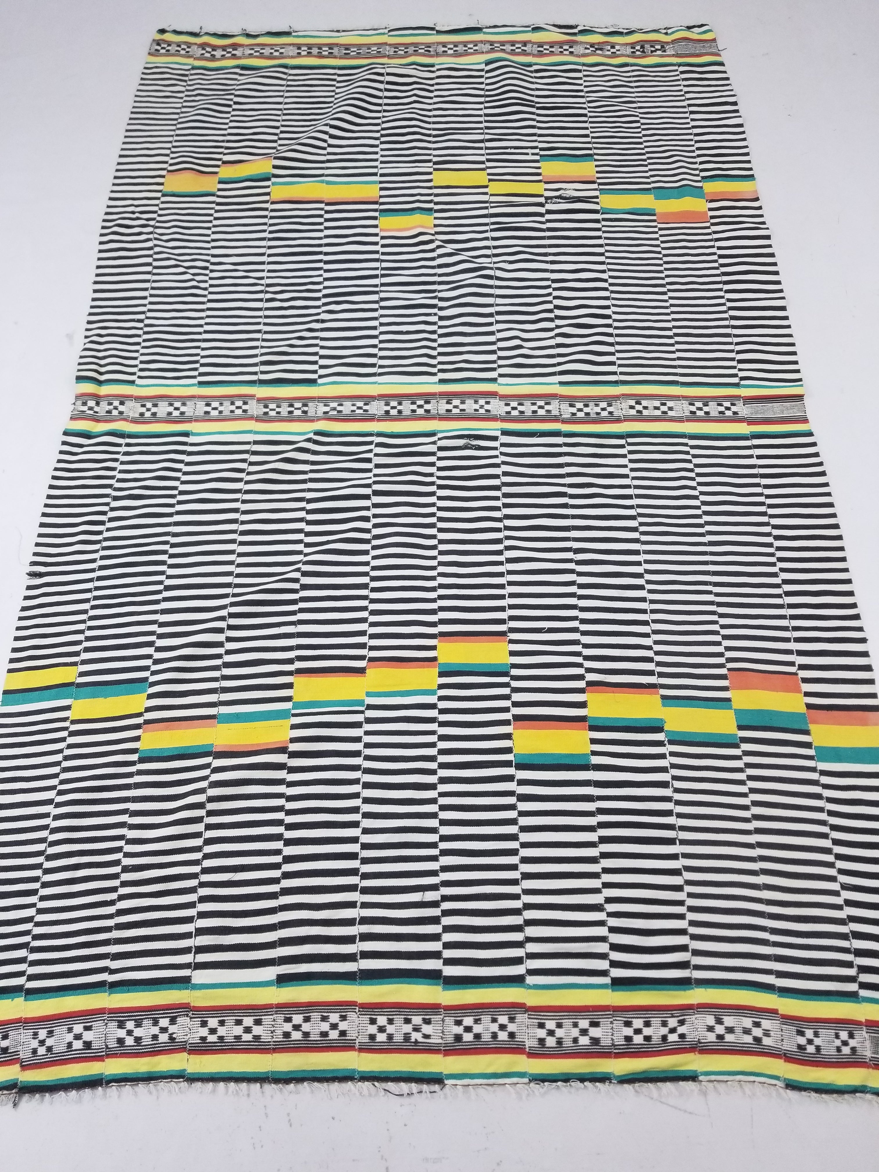 Vintage African Handwoven Ewe Kente Cloth - Ghana Ceremonial Textile 212x130cm