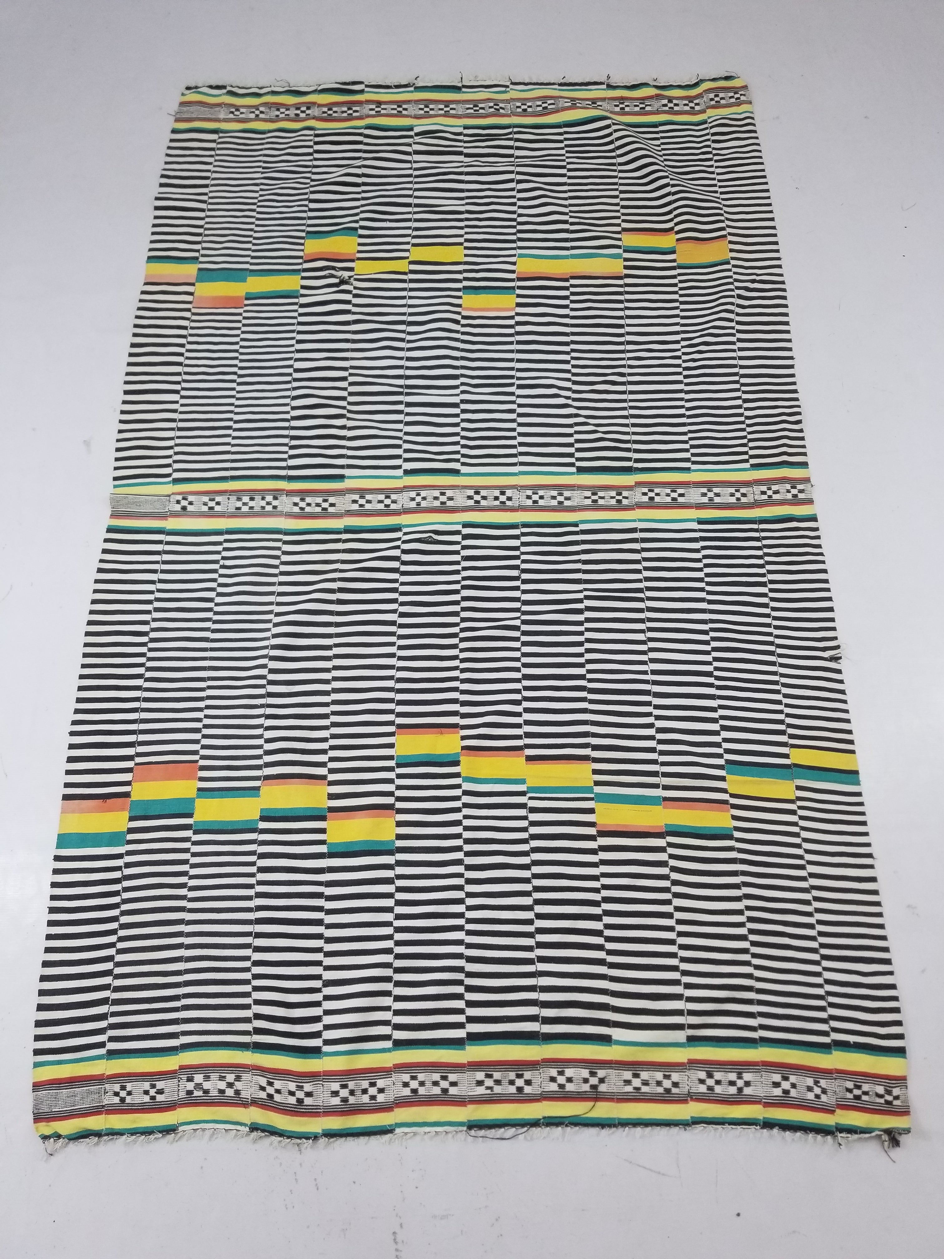 Vintage African Handwoven Ewe Kente Cloth - Ghana Ceremonial Textile 212x130cm