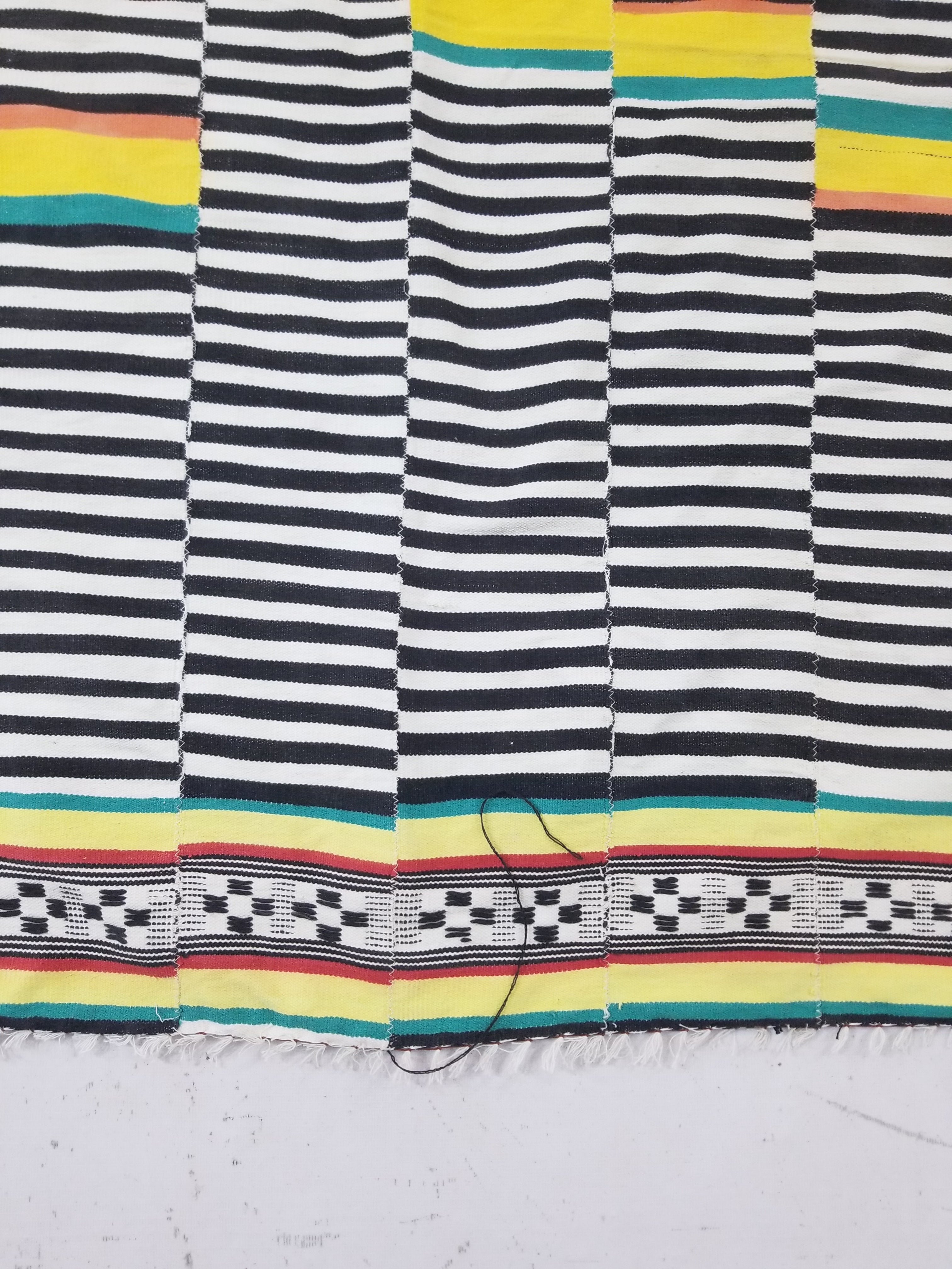 Vintage African Handwoven Ewe Kente Cloth - Ghana Ceremonial Textile 212x130cm