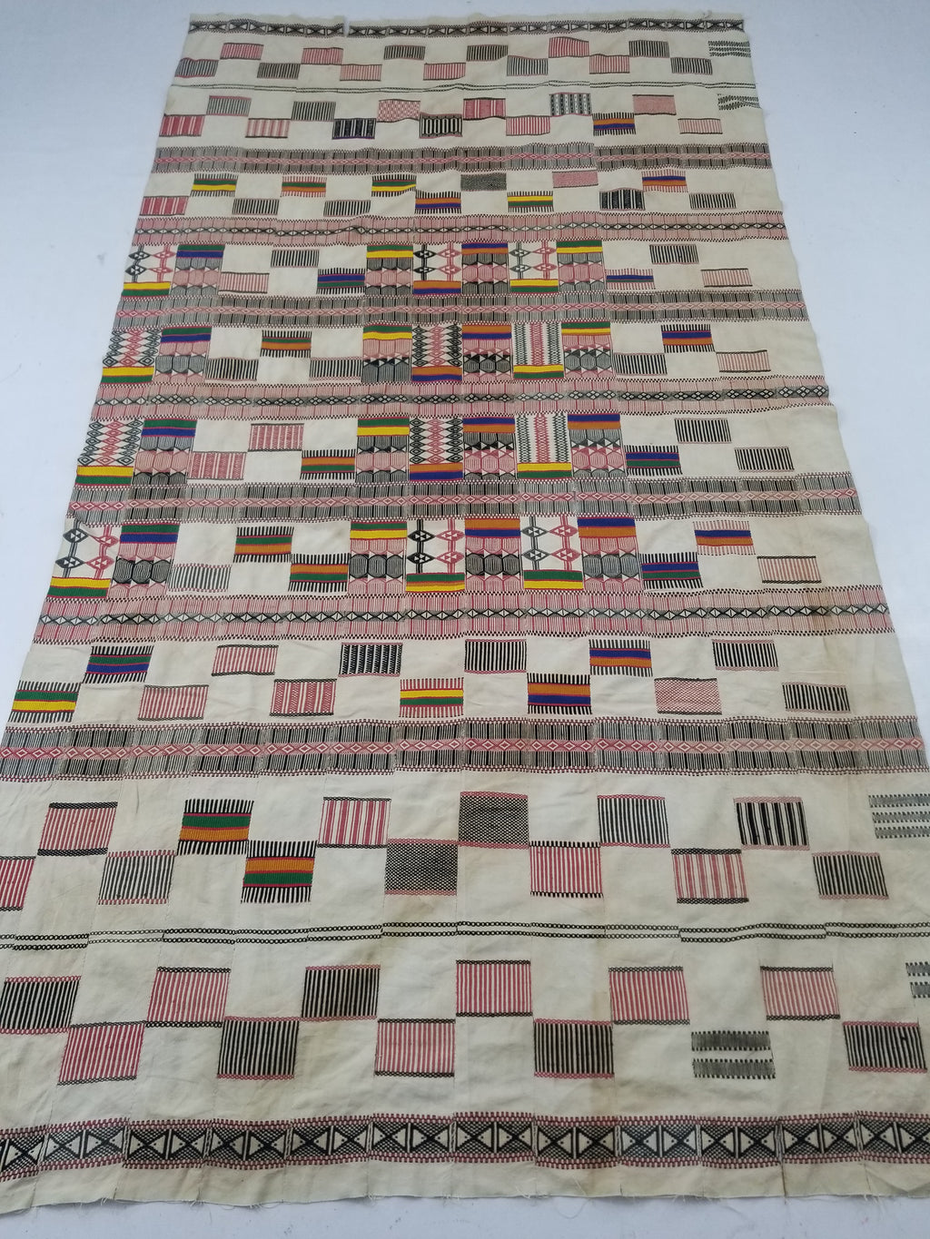Vintage African Handwoven Ewe Kente Cloth - Ghana Ceremonial Textile 252x138cm