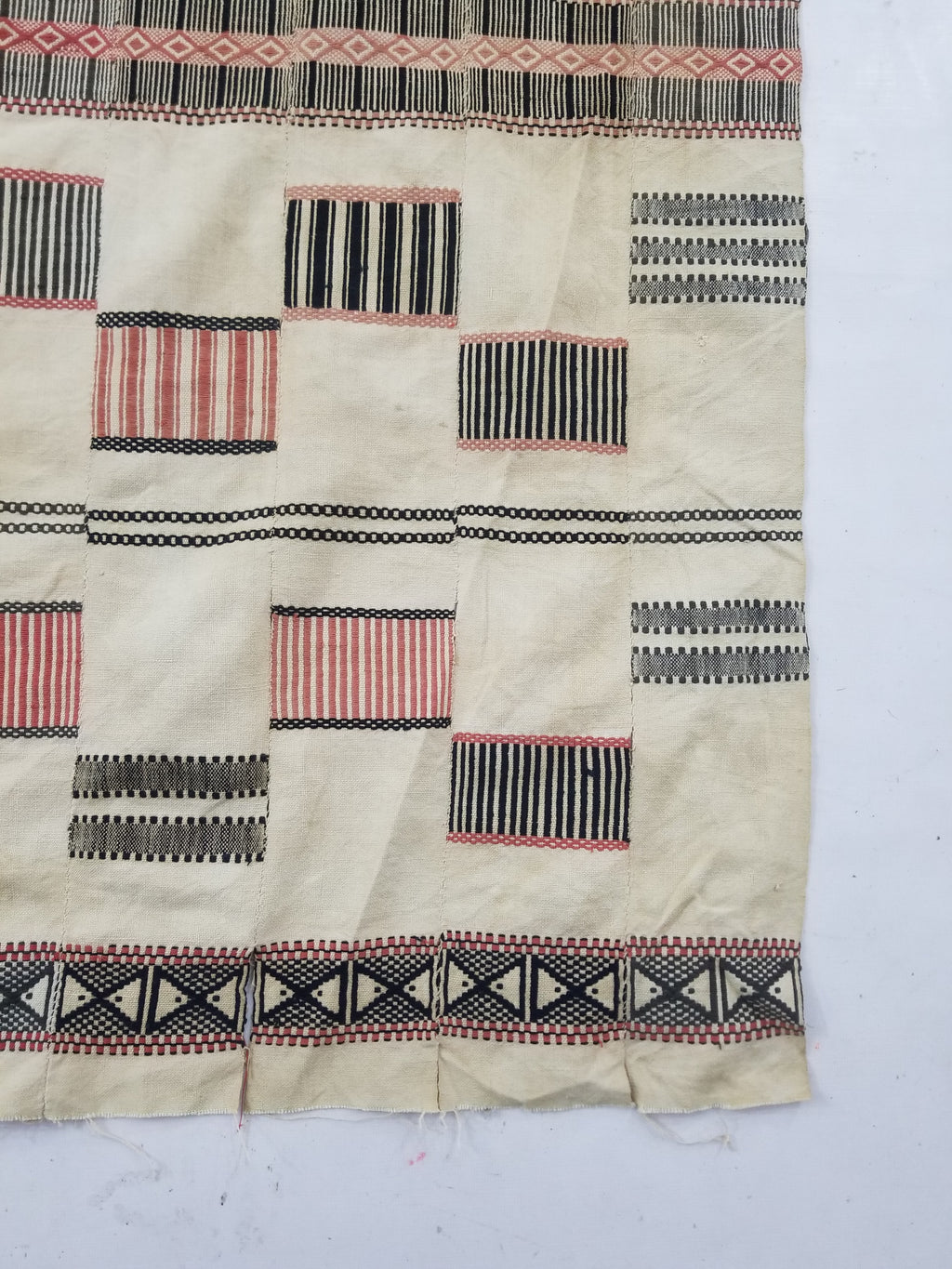 Vintage African Handwoven Ewe Kente Cloth - Ghana Ceremonial Textile 252x138cm
