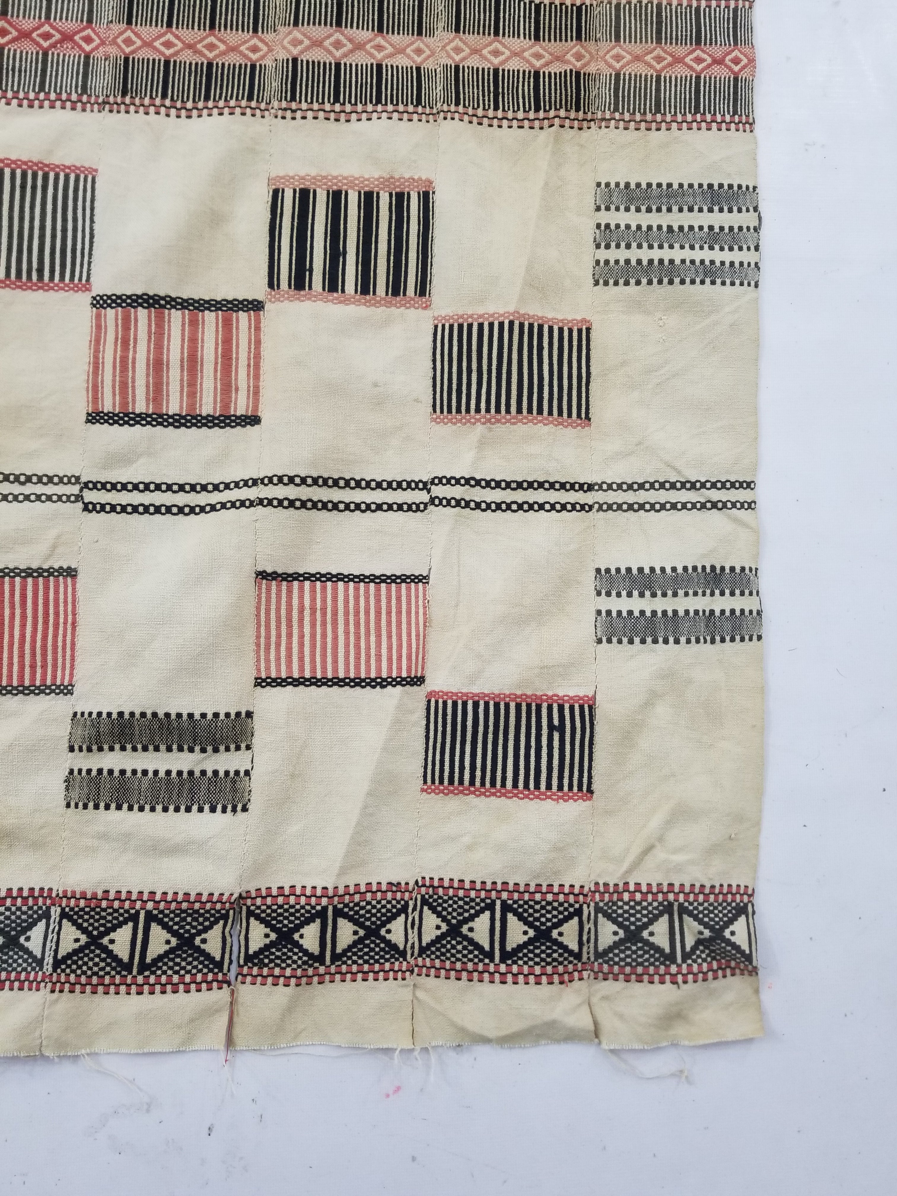 Vintage African Handwoven Ewe Kente Cloth - Ghana Ceremonial Textile 252x138cm