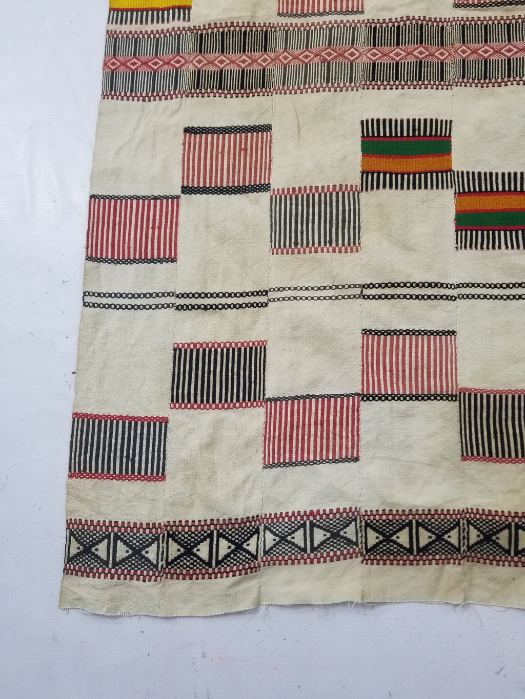 Vintage African Handwoven Ewe Kente Cloth - Ghana Ceremonial Textile 252x138cm