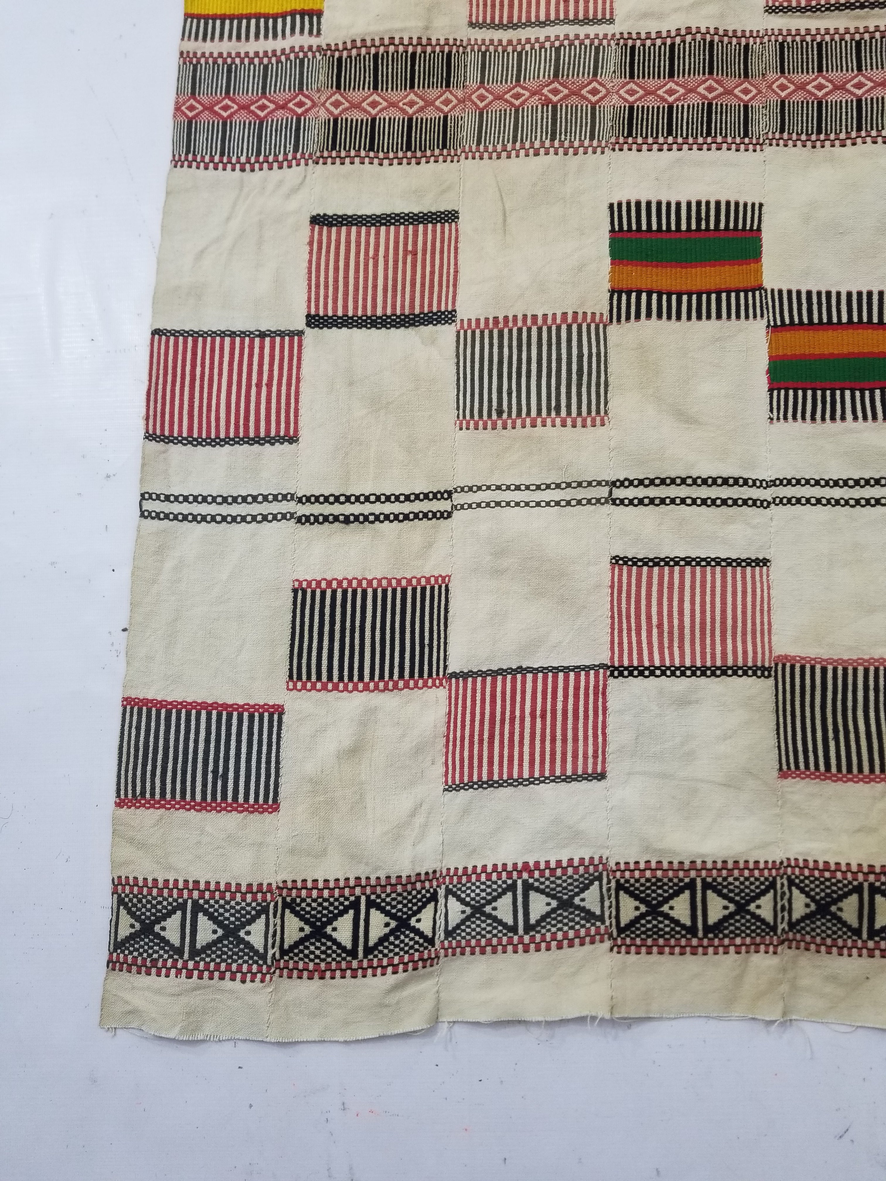 Vintage African Handwoven Ewe Kente Cloth - Ghana Ceremonial Textile 252x138cm