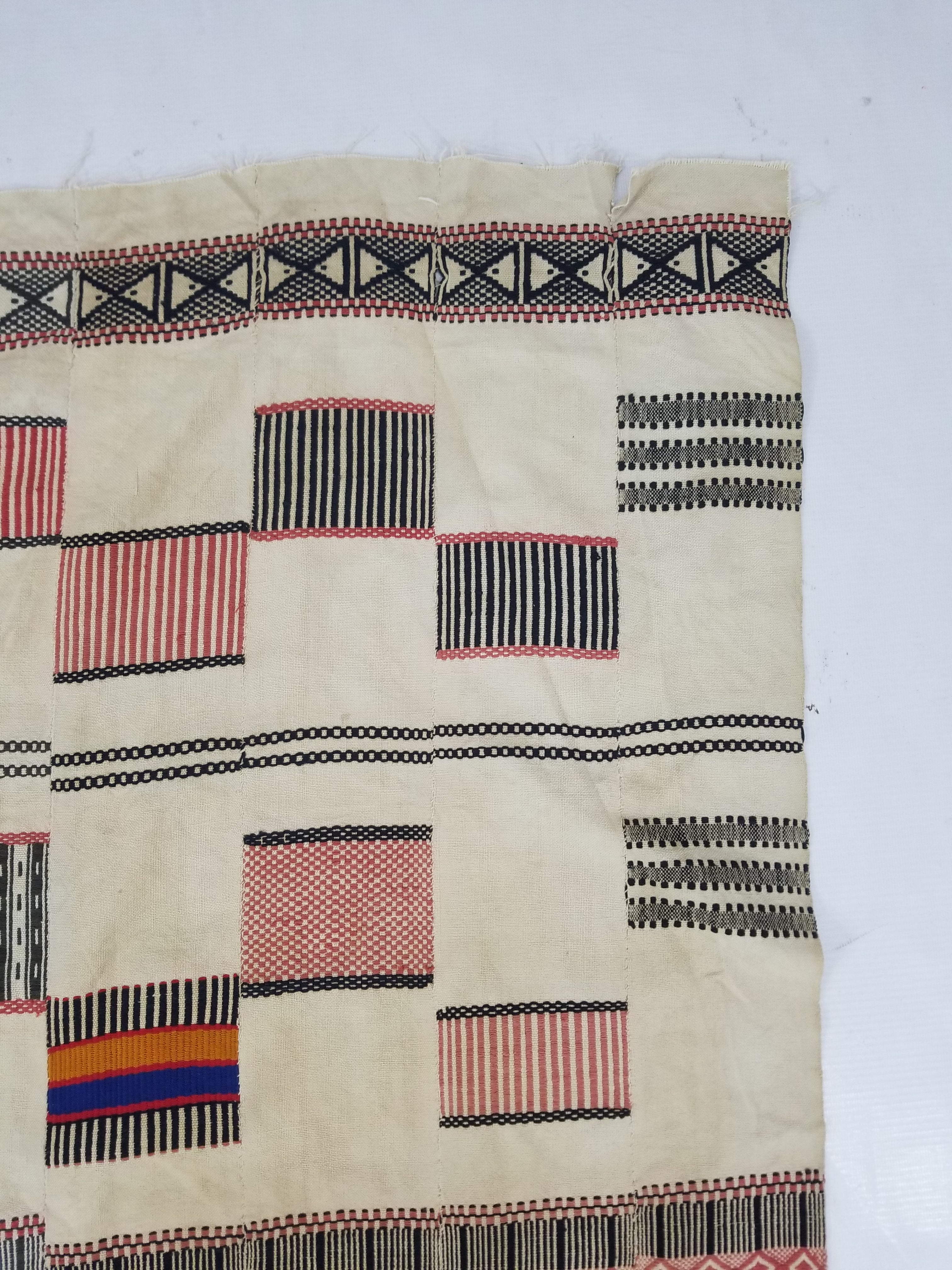 Vintage African Handwoven Ewe Kente Cloth - Ghana Ceremonial Textile 252x138cm