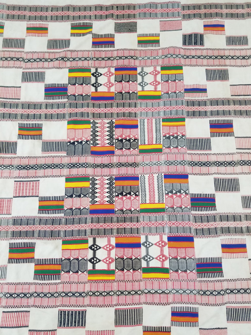 Vintage African Handwoven Ewe Kente Cloth - Ghana Ceremonial Textile 252x138cm