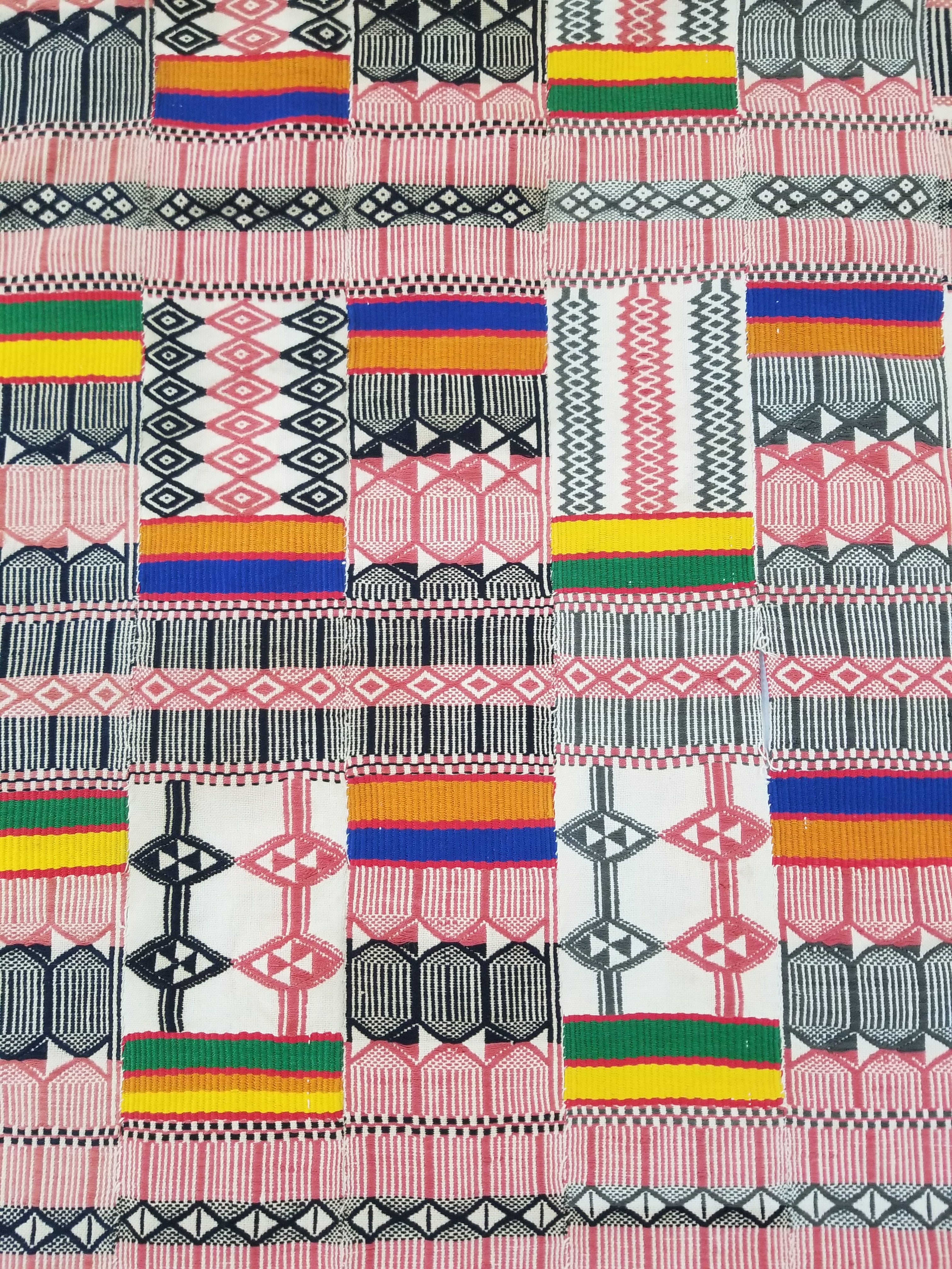 Vintage African Handwoven Ewe Kente Cloth - Ghana Ceremonial Textile 252x138cm