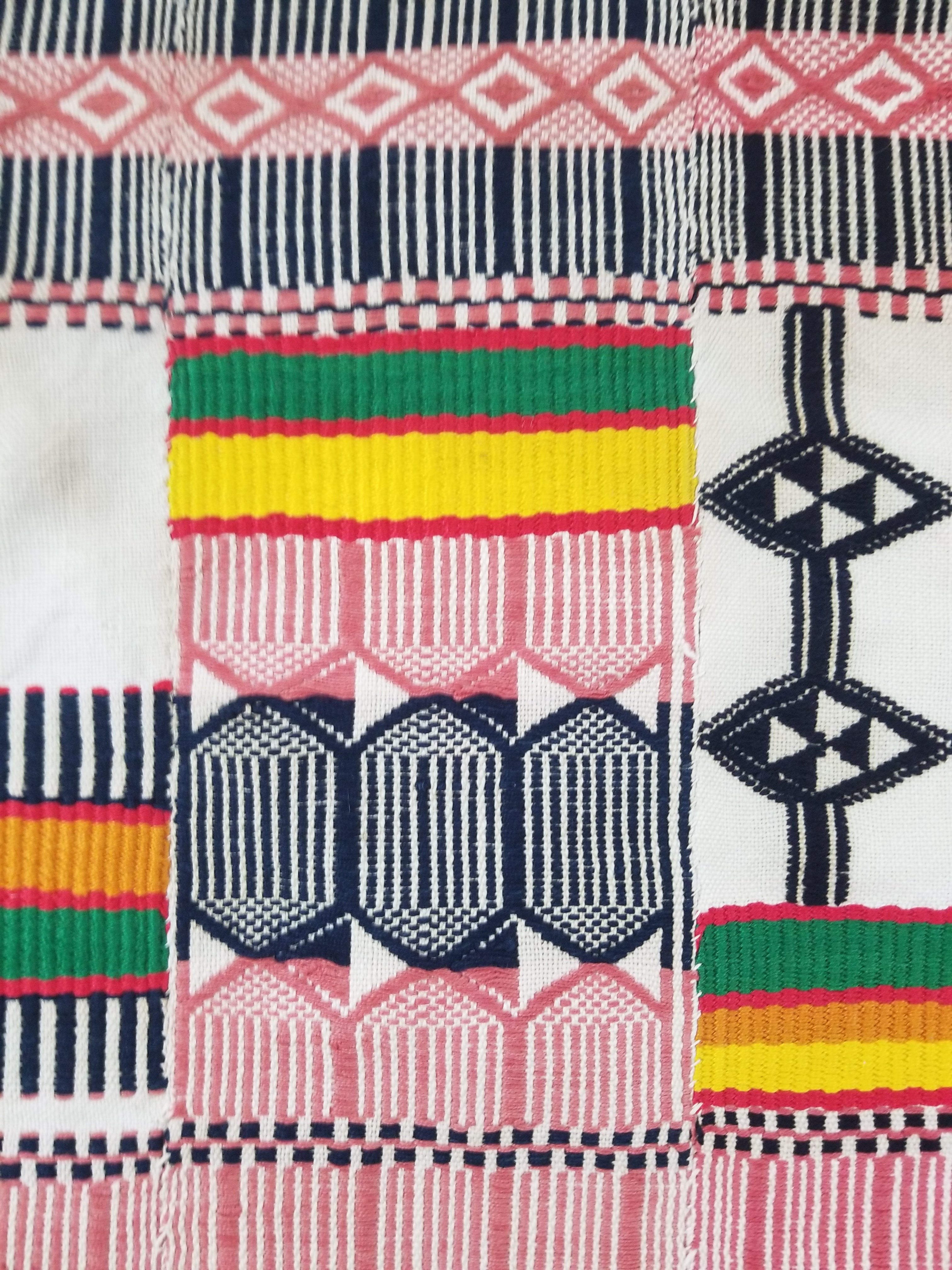 Vintage African Handwoven Ewe Kente Cloth - Ghana Ceremonial Textile 252x138cm
