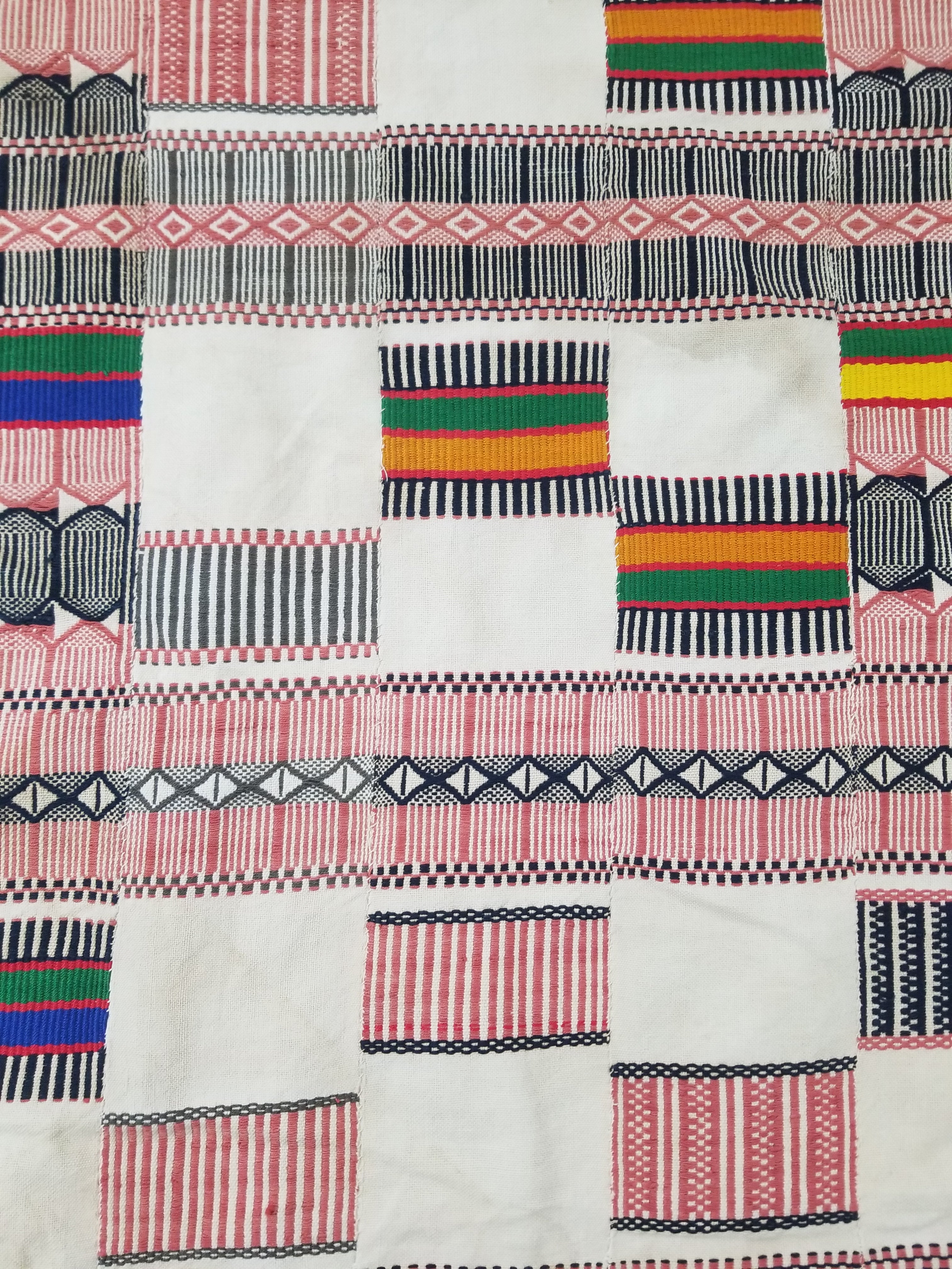 Vintage African Handwoven Ewe Kente Cloth - Ghana Ceremonial Textile 252x138cm