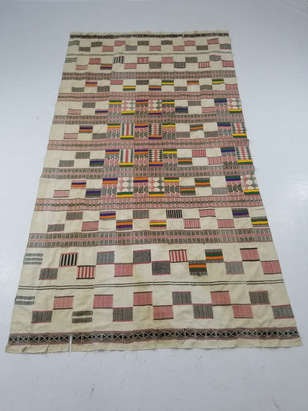 Vintage African Handwoven Ewe Kente Cloth - Ghana Ceremonial Textile 252x138cm
