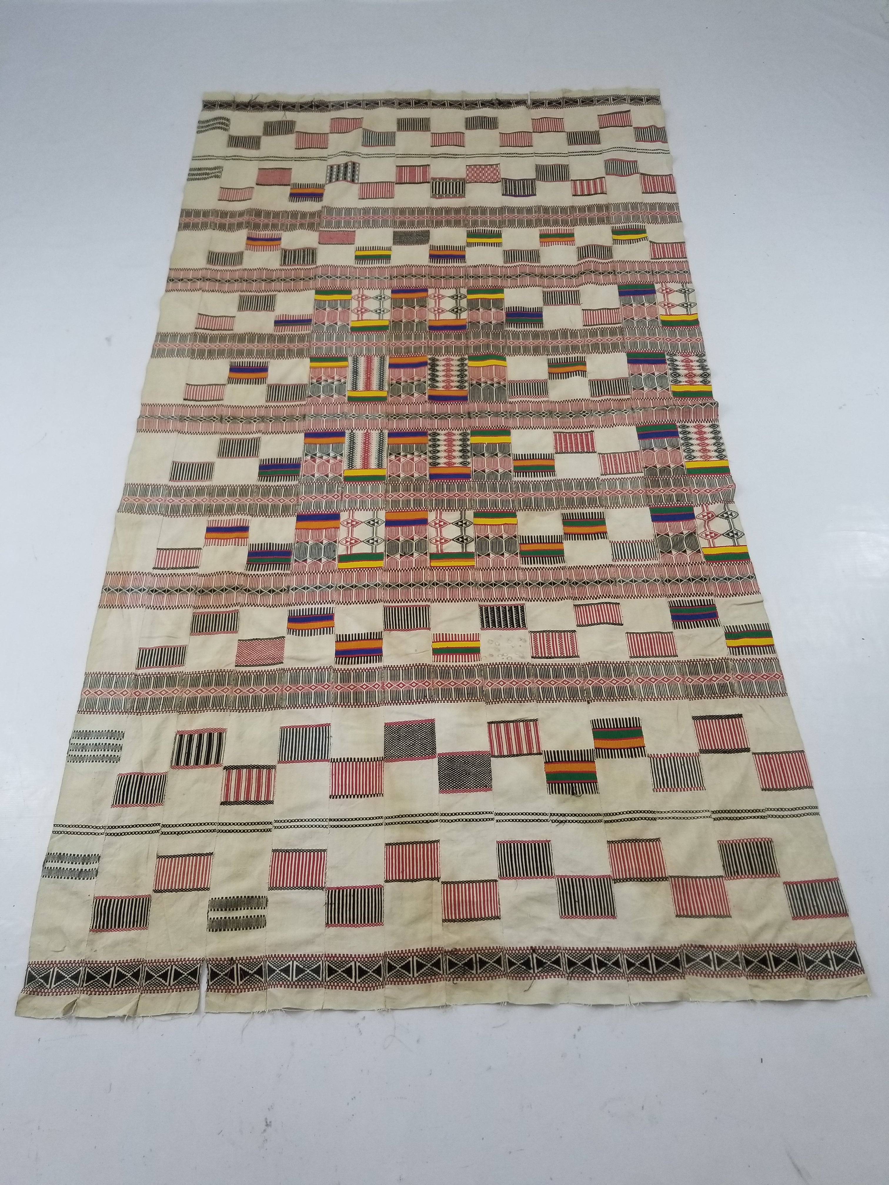 Vintage African Handwoven Ewe Kente Cloth - Ghana Ceremonial Textile 252x138cm